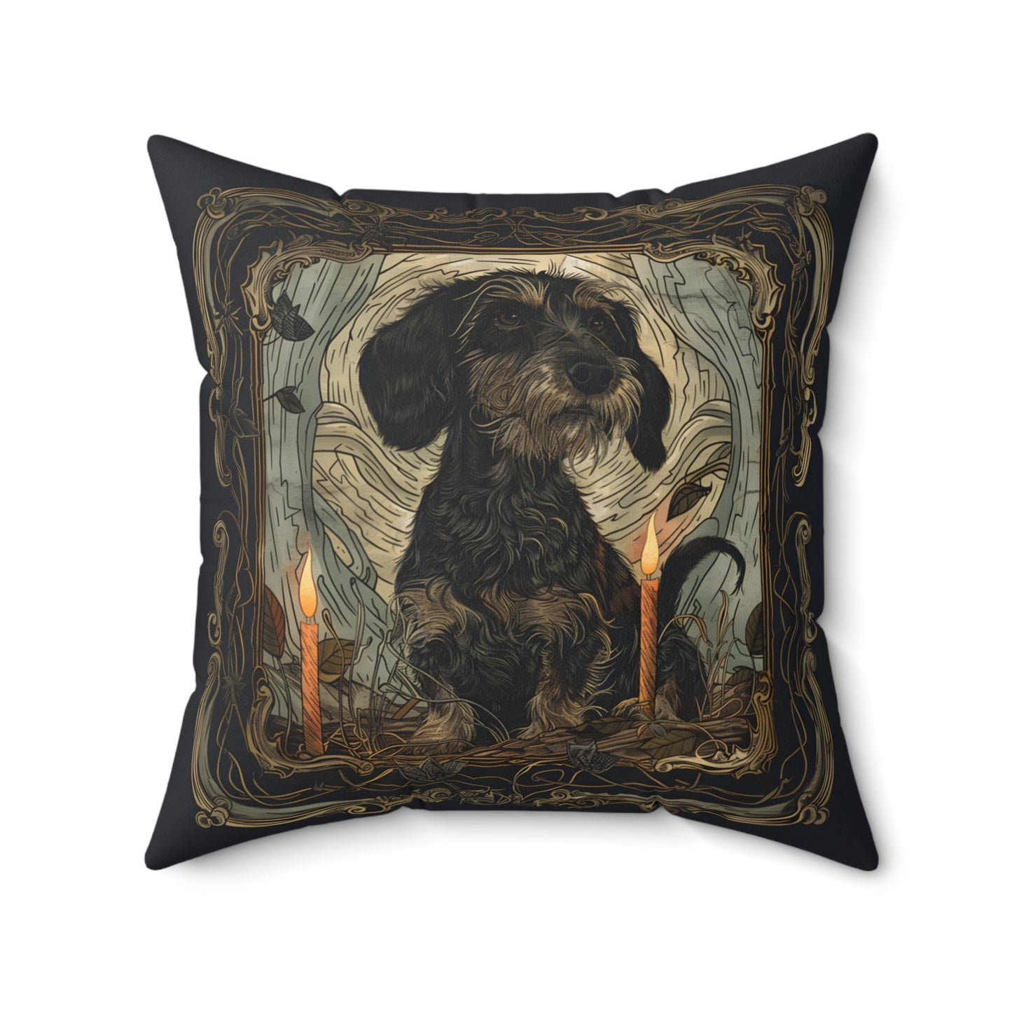 #26 Halloween Inspired Wire-Haired Dachshund Throw Pillow