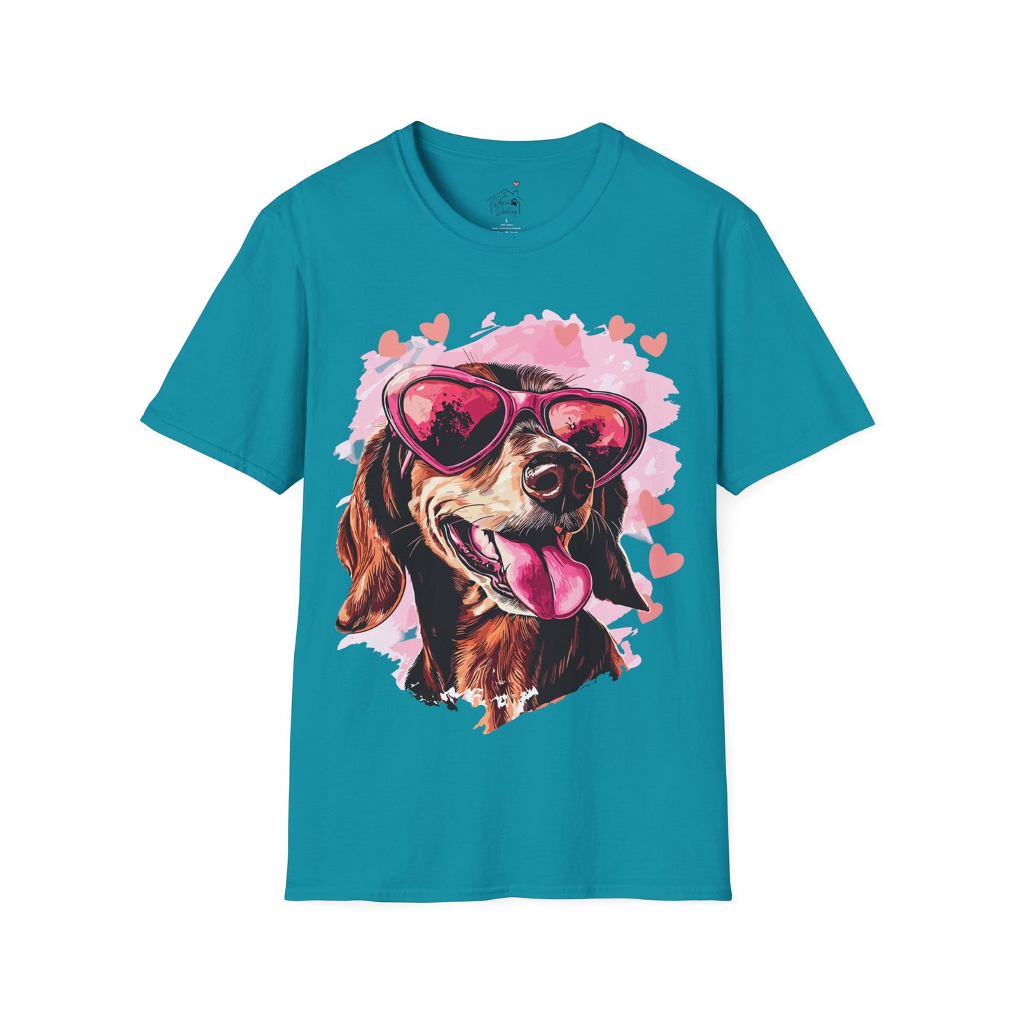 "Tanned Hearts" Tan Smooth-Haired Dachshund Unisex Softstyle T-Shirt