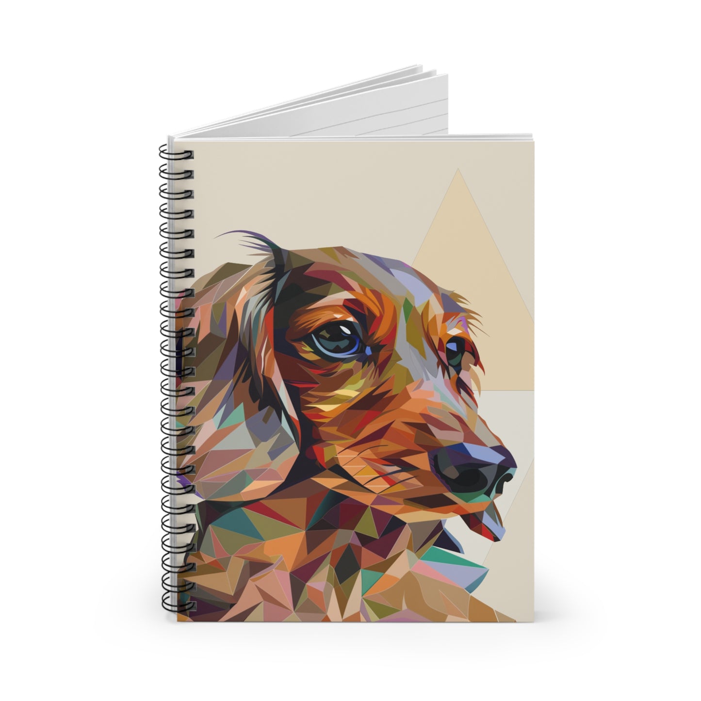 "Side-Eye" Tan Long-Haired Dachshund Ruled Line Spiral Notebook