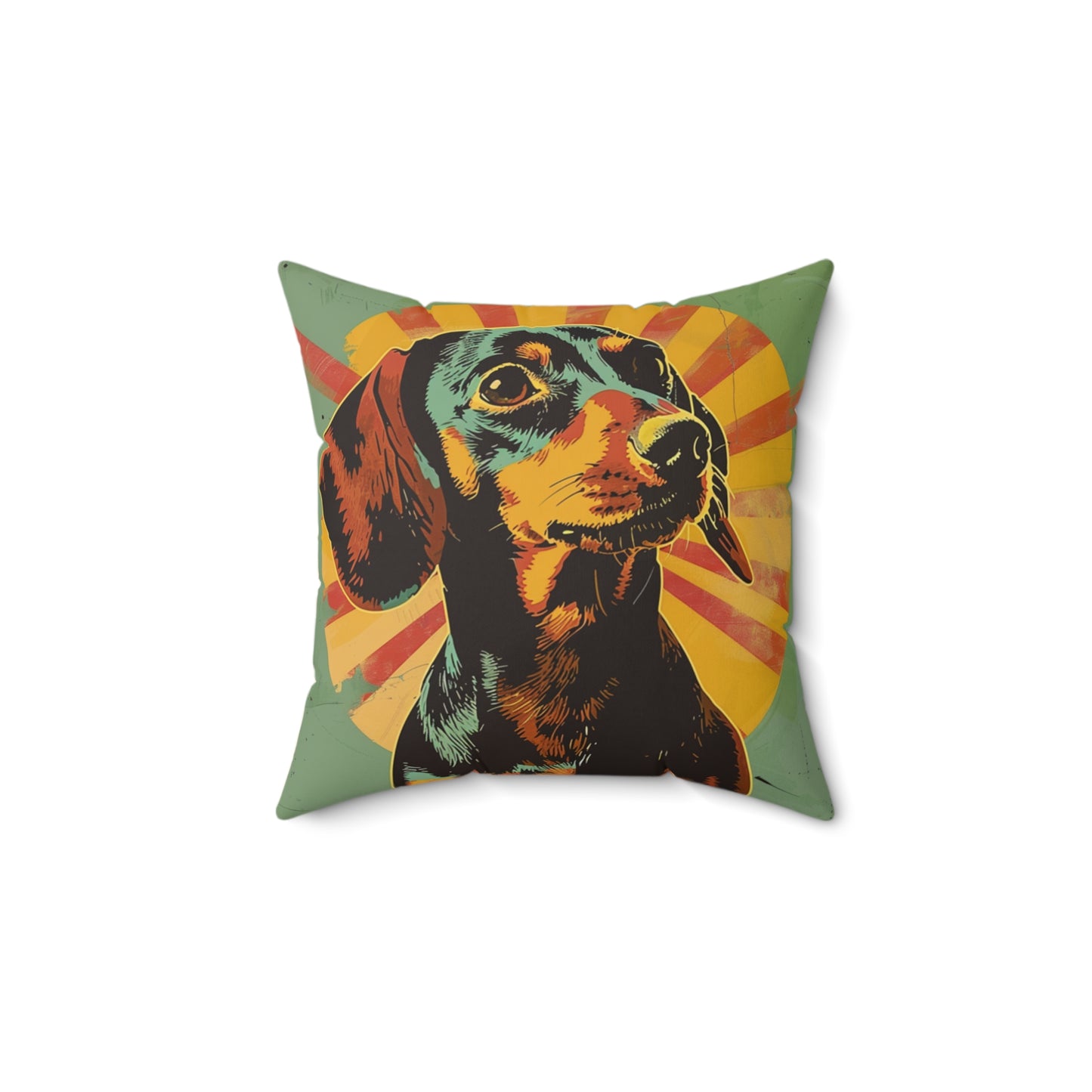 "Pow!" Smooth-Haired Dachshund Square Throw Pillow