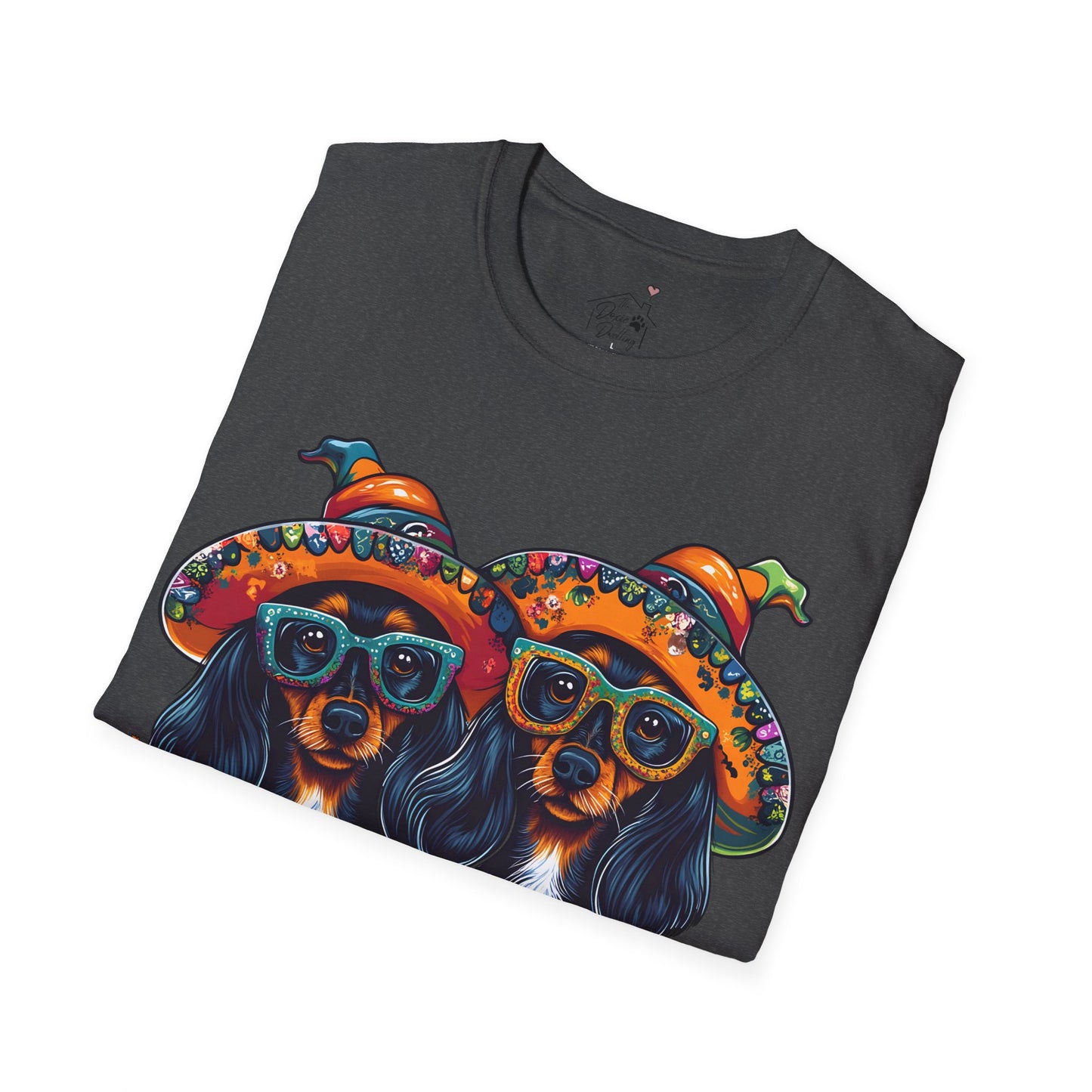 "We Like To Party" Black and Tan Long-Haired Dachshund Halloween Unisex Softstyle T-Shirt