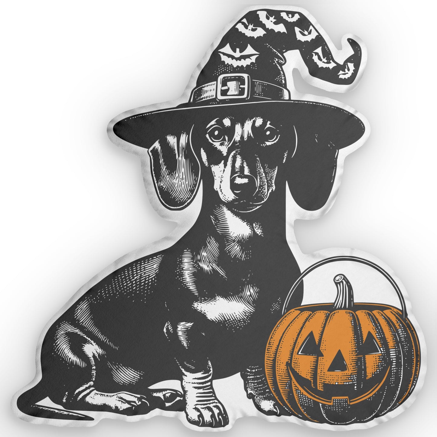 #1 Halloween Inspired Black & Tan Smooth-Haired Dachshund Custom Shaped Pillow