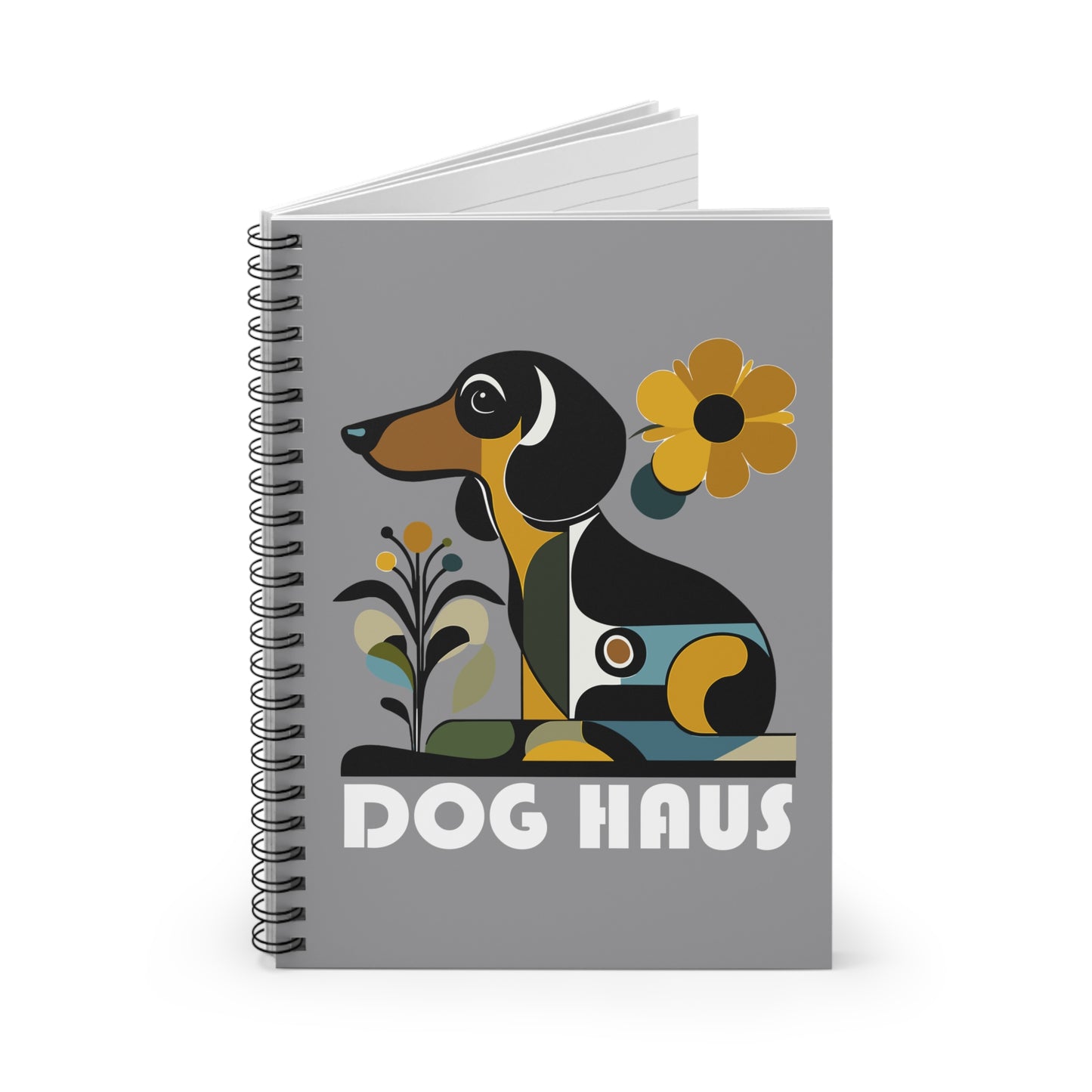 "Smooth Haus" Smooth-Haired Dachshund Ruled Line Spiral Notebook
