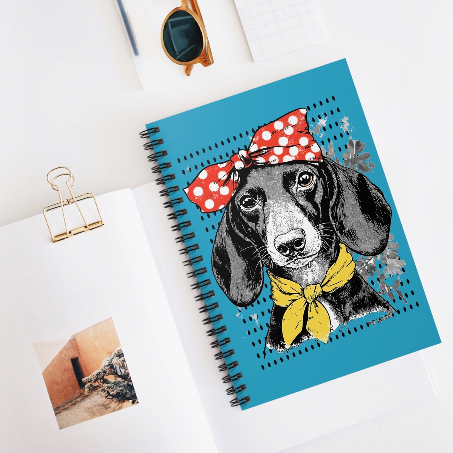 "Rosie" Black & Tan Smooth-Haired Dachshund Ruled Line Spiral Notebook