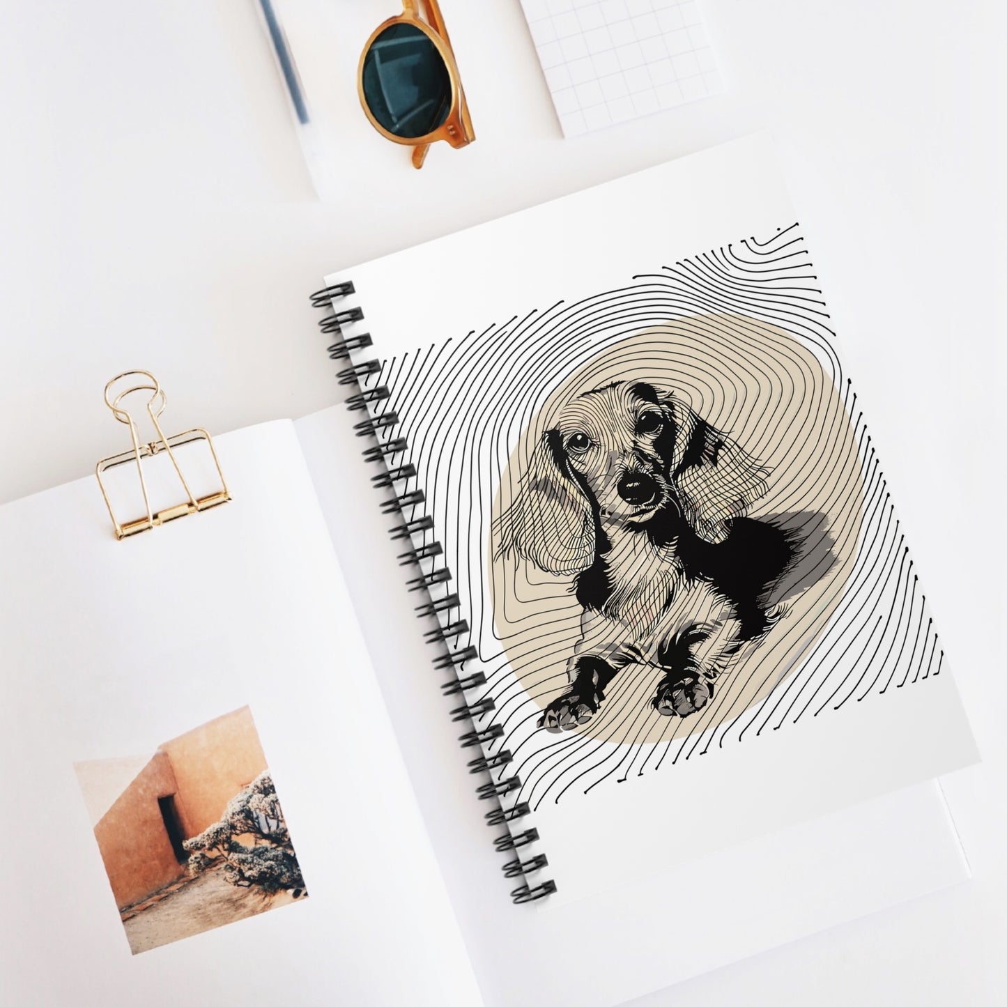 "Long Joy" Long-Haired Dachshund Ruled Line Spiral Notebook