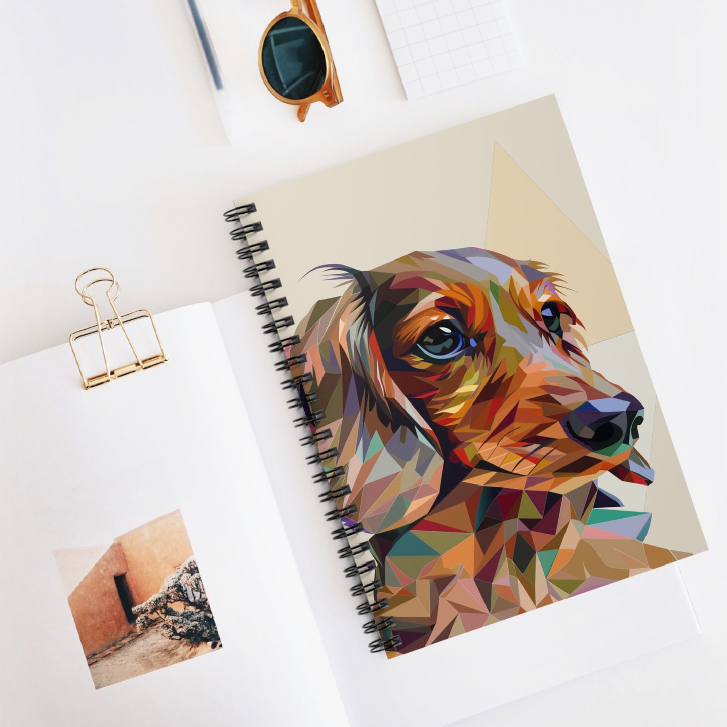 "Side-Eye" Tan Long-Haired Dachshund Ruled Line Spiral Notebook