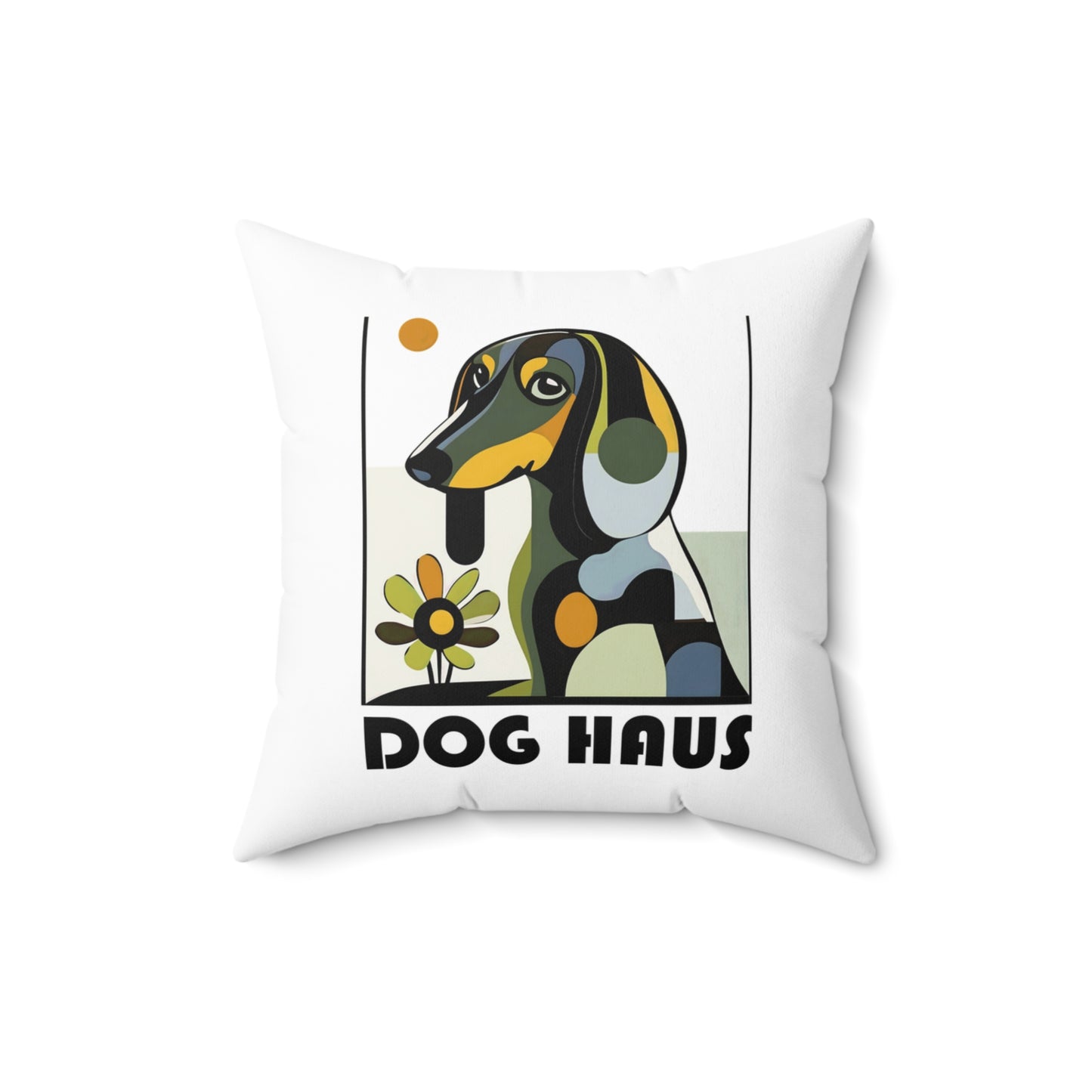 "Long Haus" Long-Haired Dachshund Square Throw Pillow