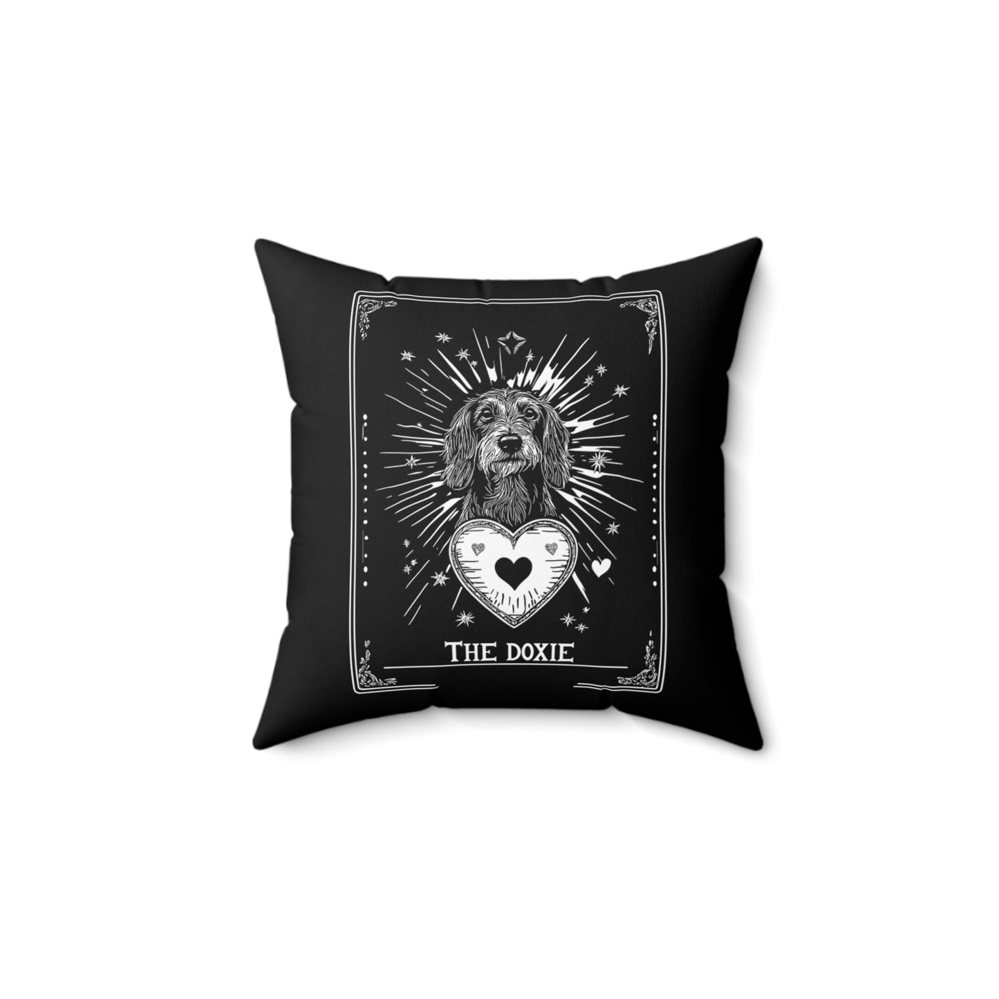 "Wire Tarot" Wire-Haired Dachshund Square Throw Pillow