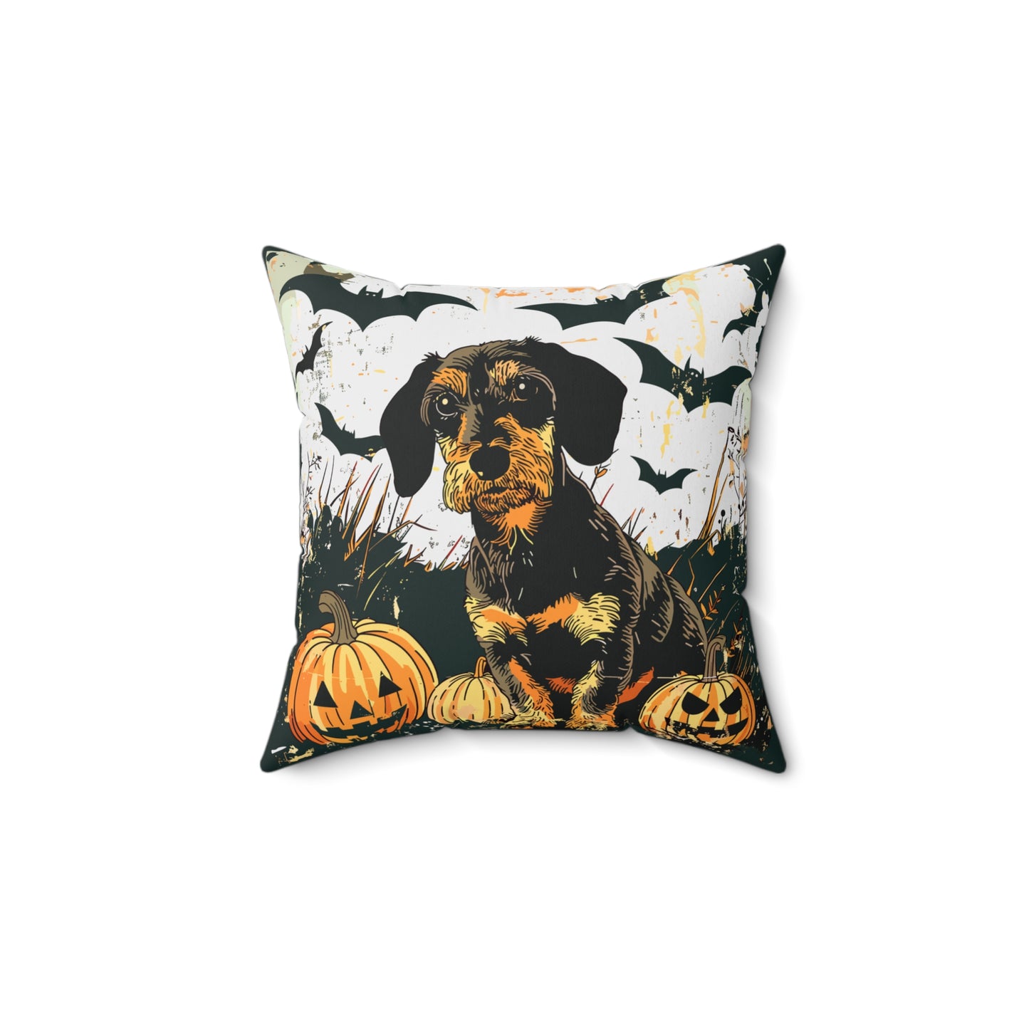 #27 Halloween Inspired Wire-Haired Dachshund Throw Pillow