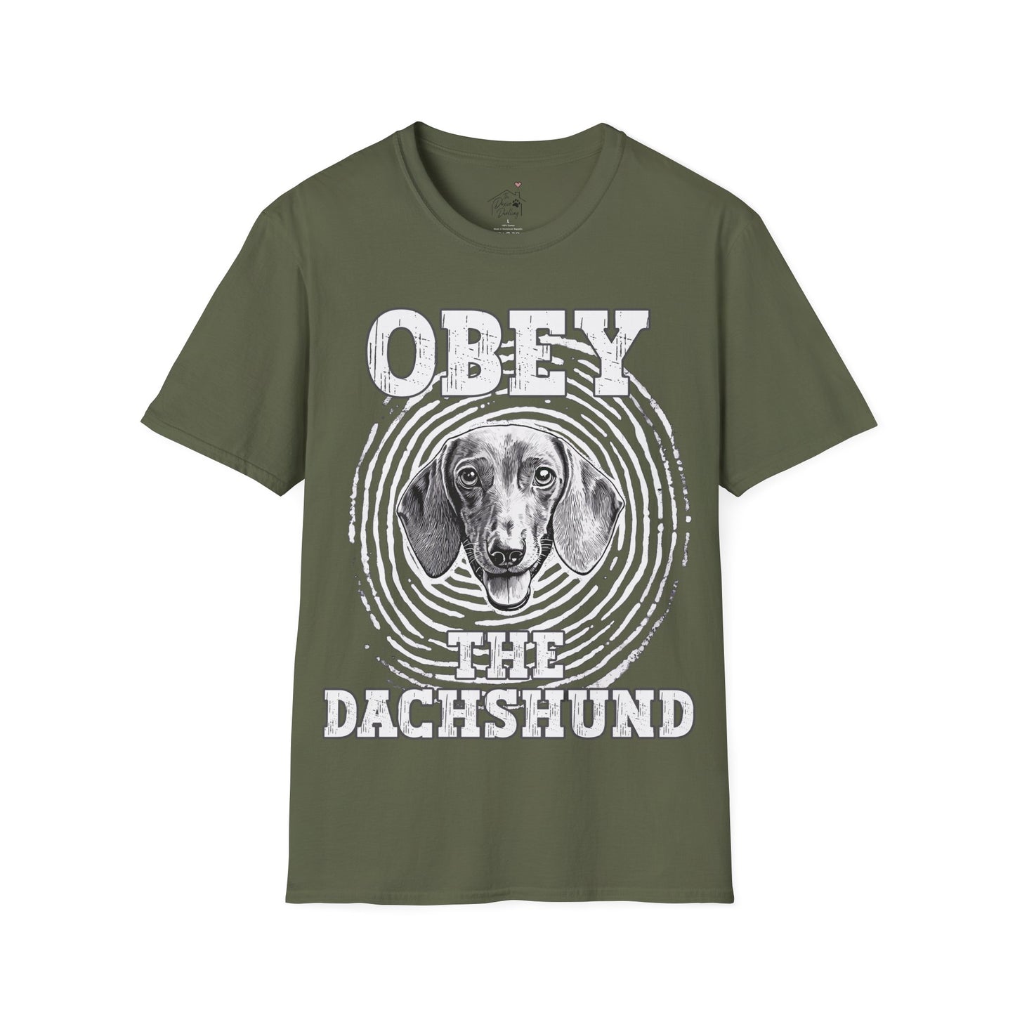 "Obey" Smooth-Haired Dachshund Unisex Softstyle T-Shirt