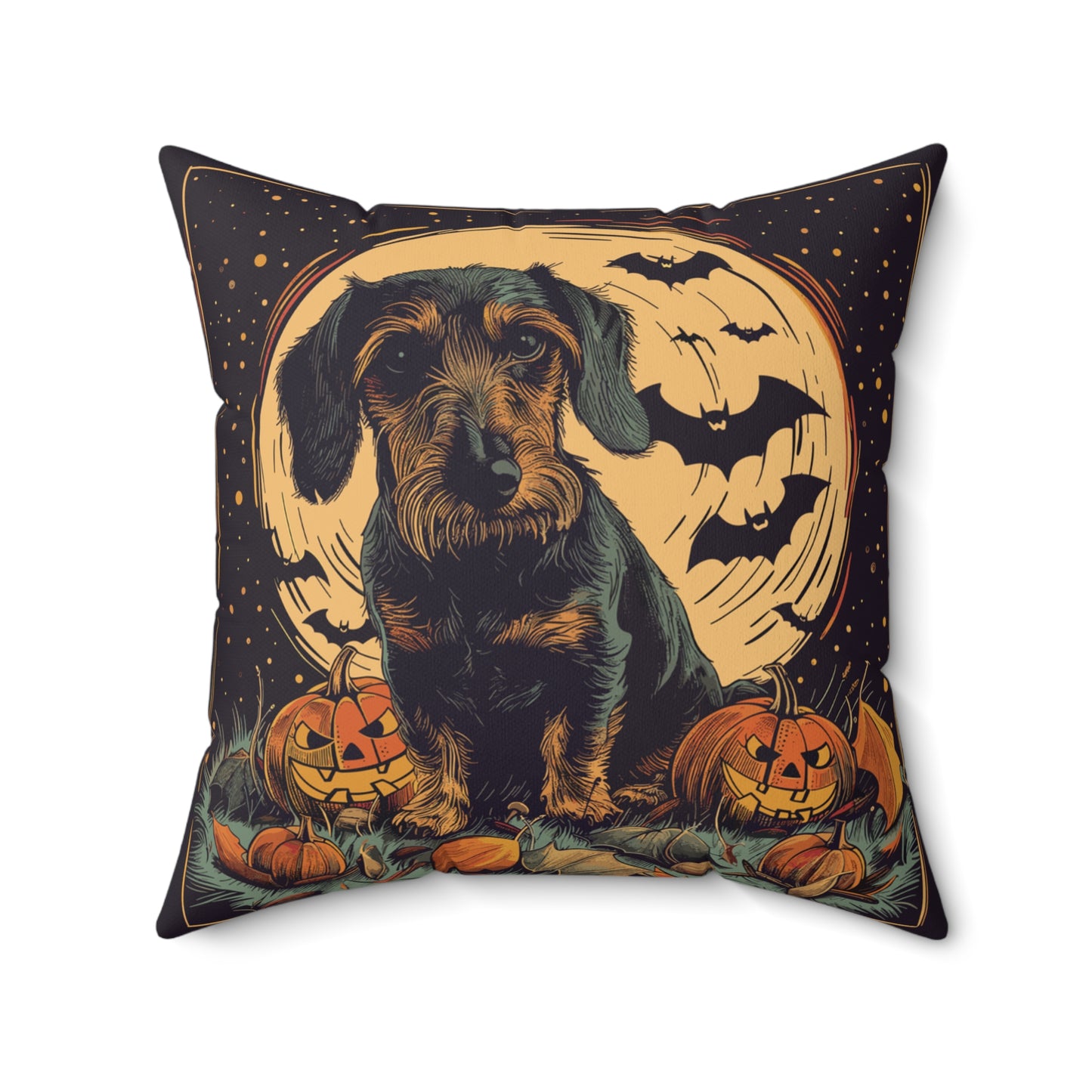 #37 Halloween Inspired Wire-Haired Dachshund Throw Pillow