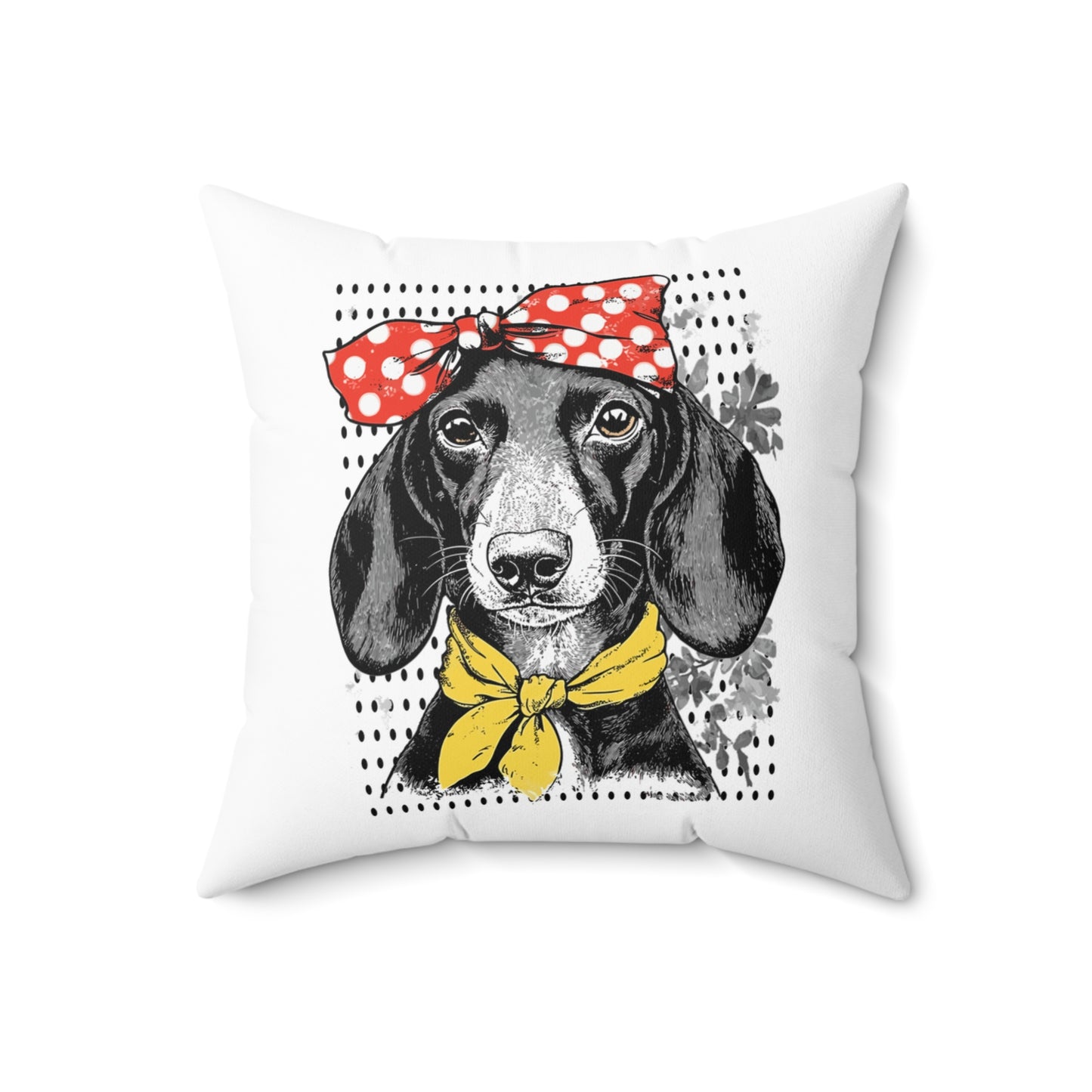 "Rosie" Black & Tan Smooth-Haired Dachshund Square Throw Pillow