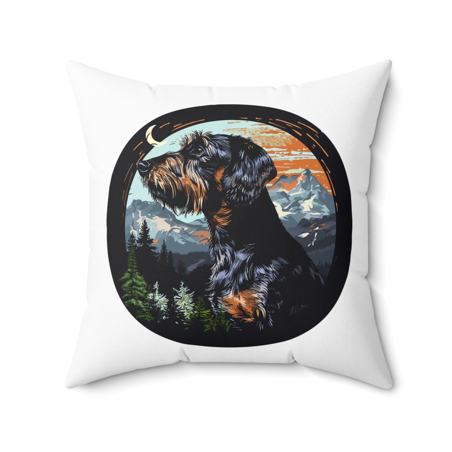 "Howl" Wire-Haired Dachshund Square Throw Pillow
