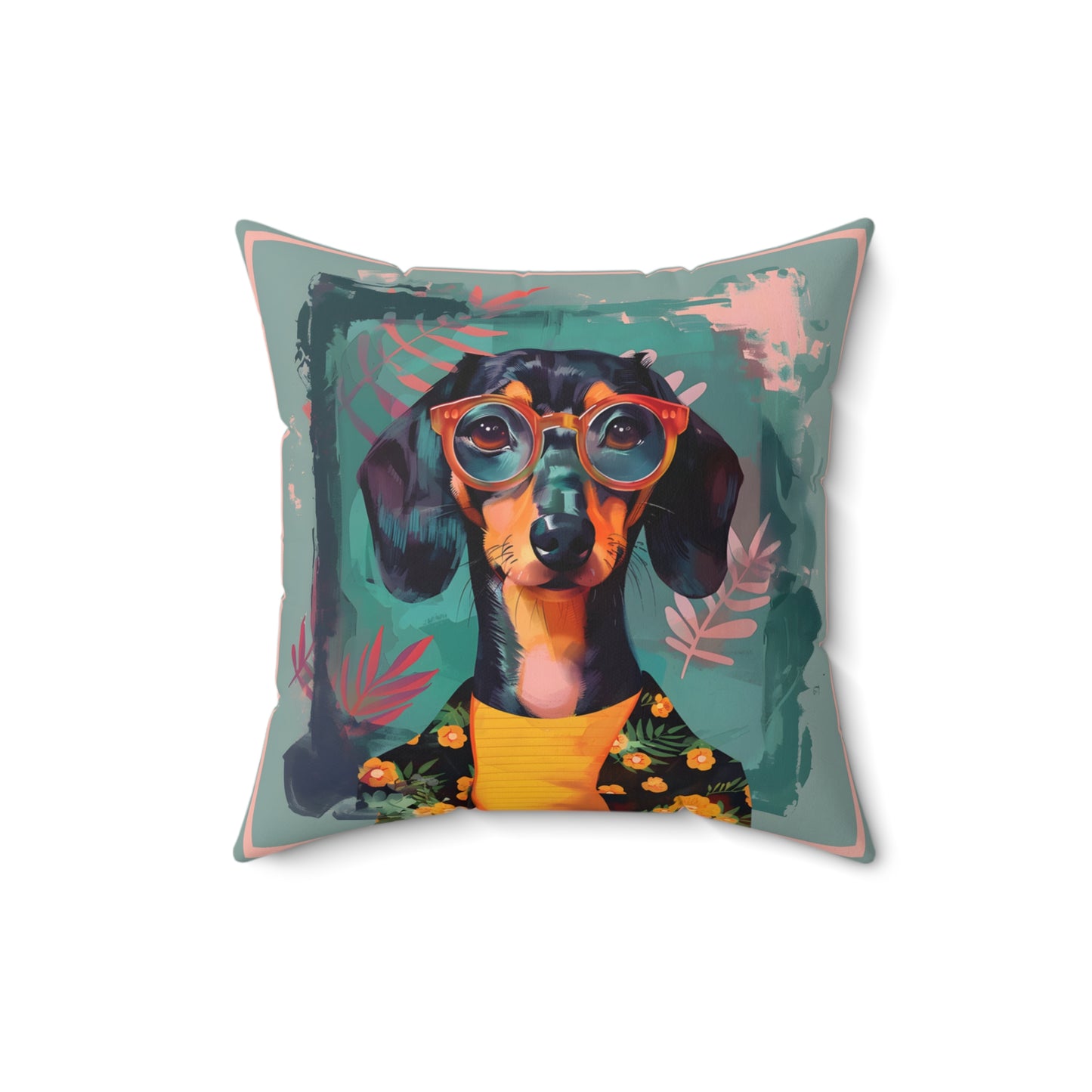 "Cool" Smooth-Haired Dachshund Square Throw Pillow