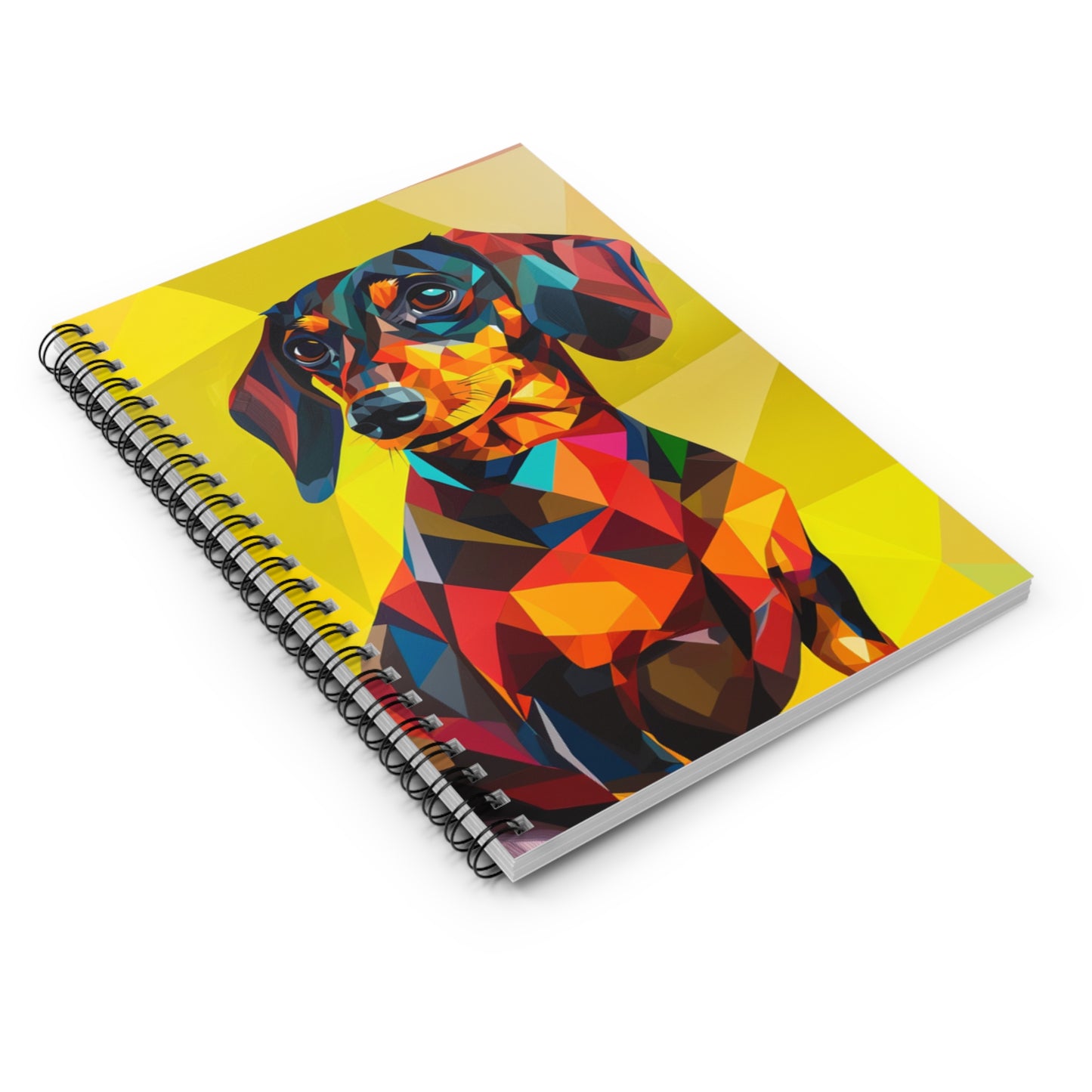 "Symmetrical Sausage" Black & Tan Dachshund Ruled Line Spiral Notebook
