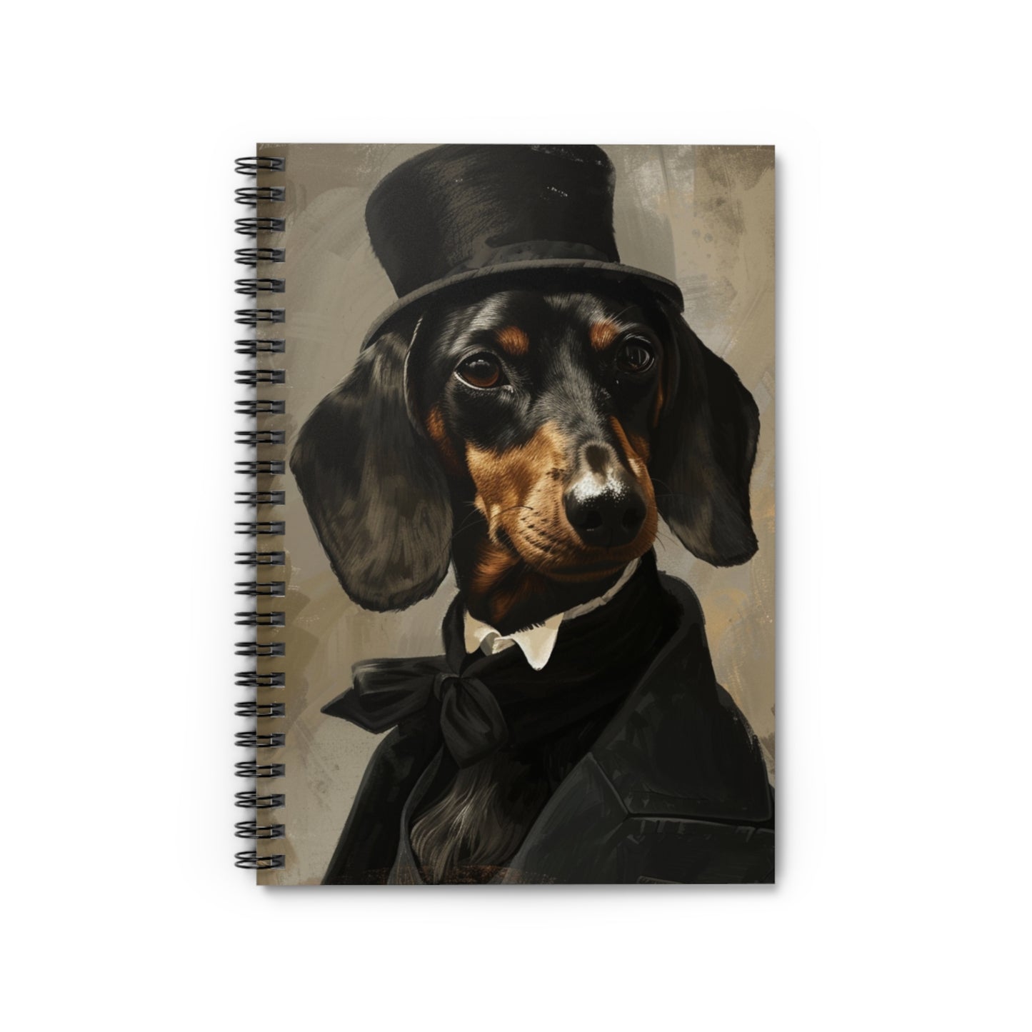 "Top Hat" Black & Tan Smooth-Haired Dachshund Ruled Line Spiral Notebook
