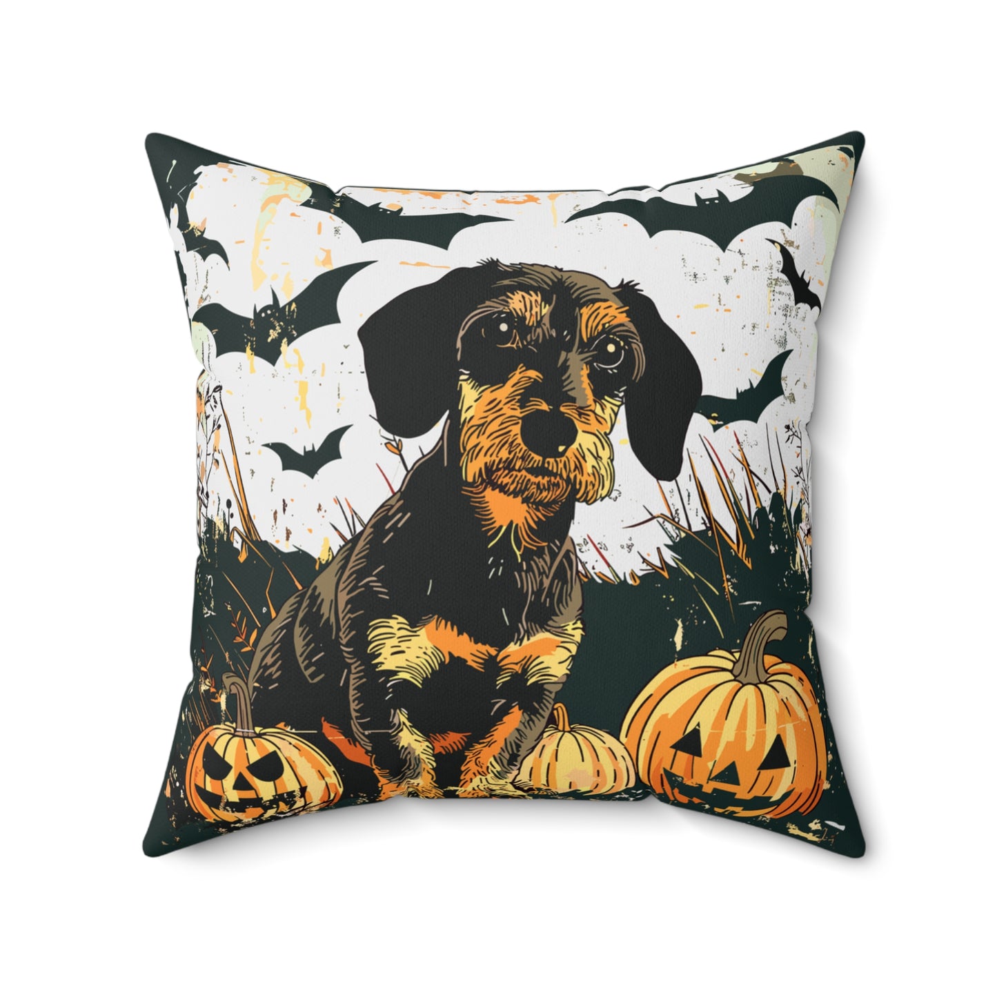 #27 Halloween Inspired Wire-Haired Dachshund Throw Pillow