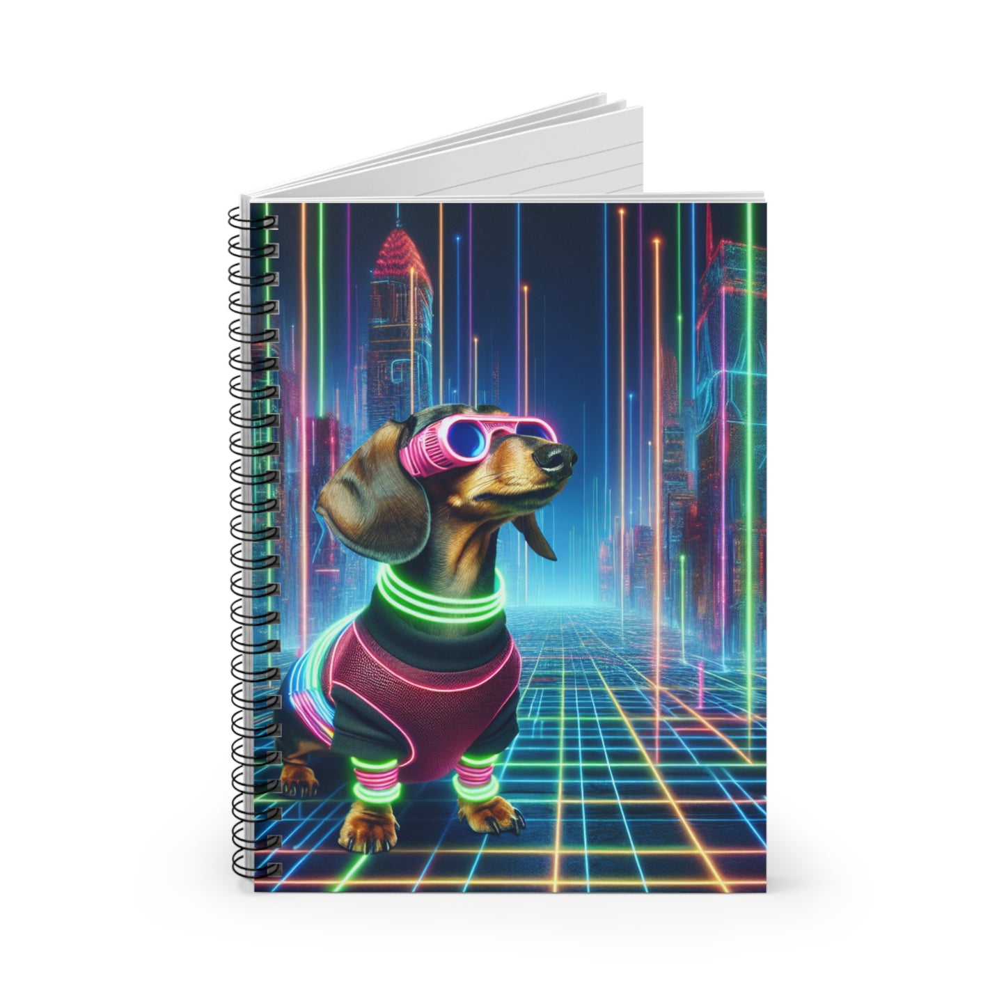 "The Dachshund Has Entered The Grid" Black & Tan Smooth-Haired Dachshund Ruled Line Spiral Notebook