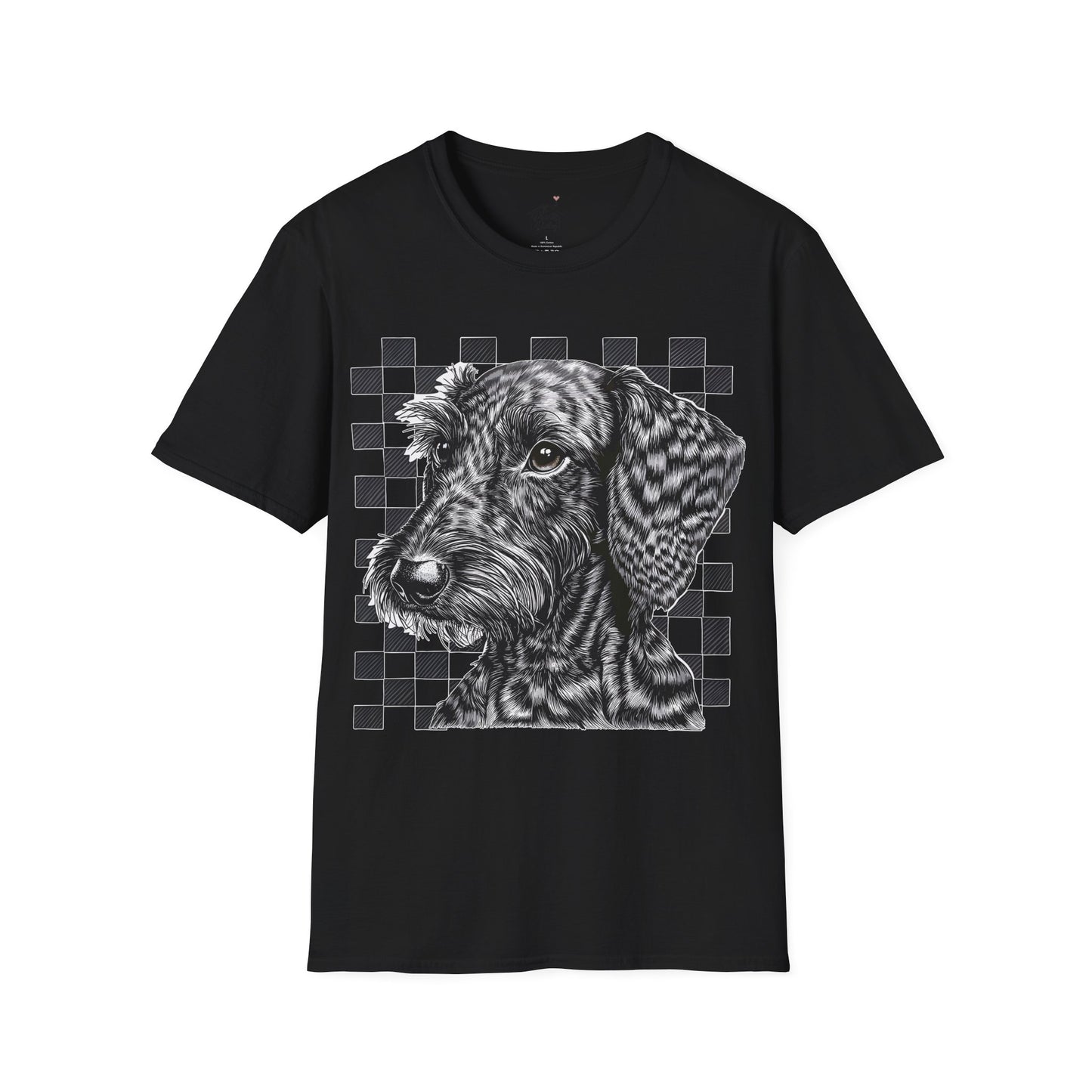 "Wired Check" Wire-Haired Dachshund Unisex Softstyle T-Shirt