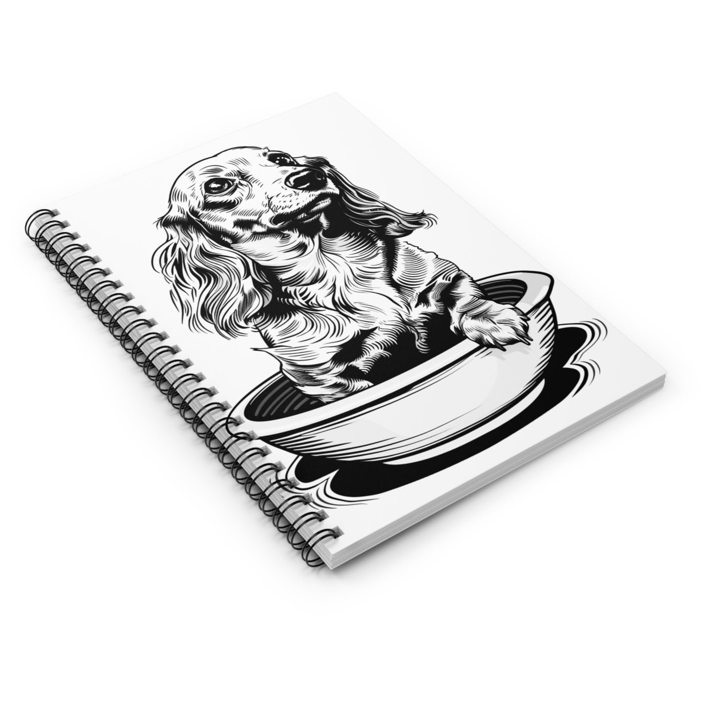 "Long Noodle" Long-Haired Dachshund Ruled Line Spiral Notebook