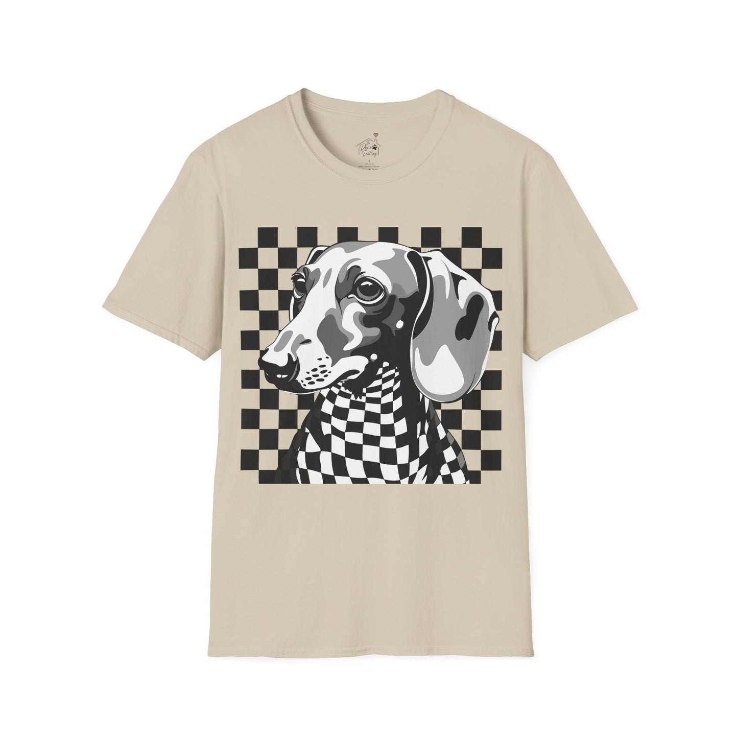 "Check, Please!" Tan Smooth-Haired Dachshund Unisex Softstyle T-Shirt