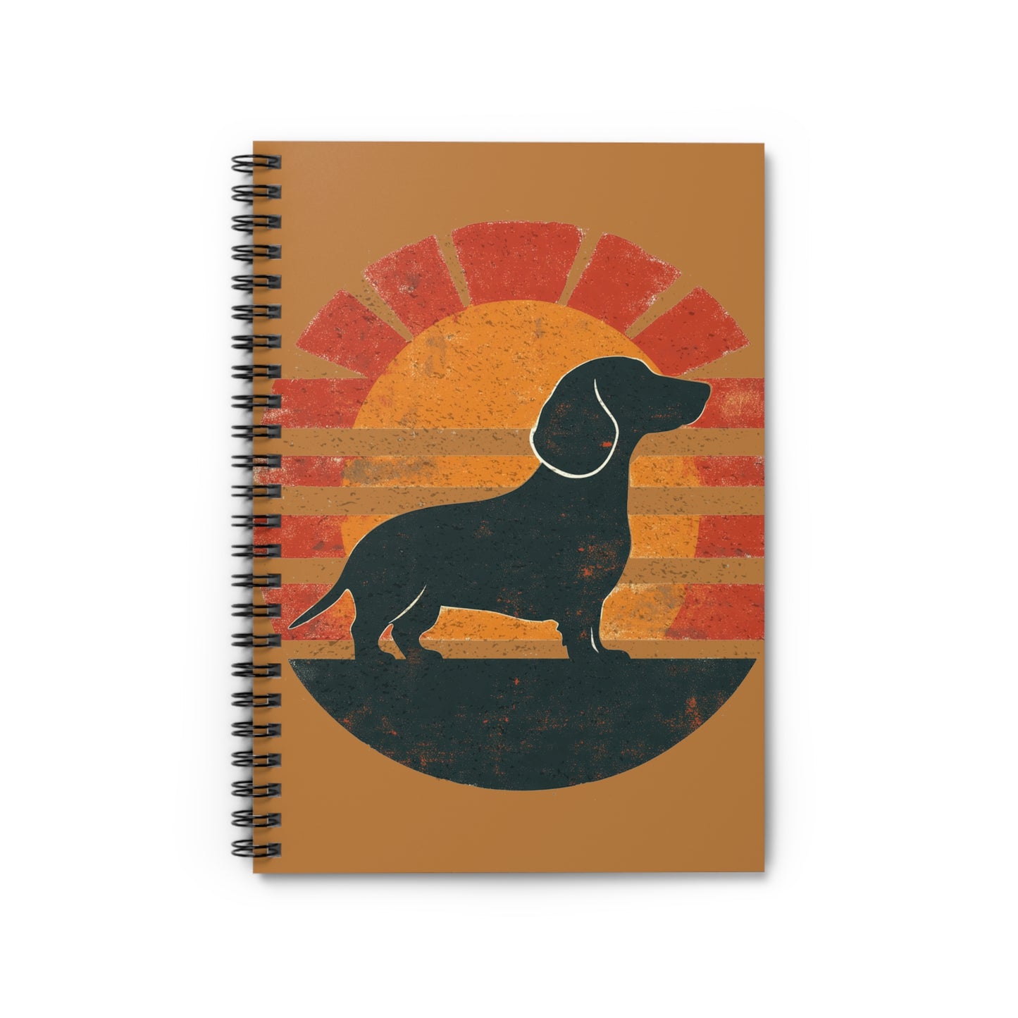 "Smooth Sunset" Smooth-Haired Dachshund Ruled Line Spiral Notebook