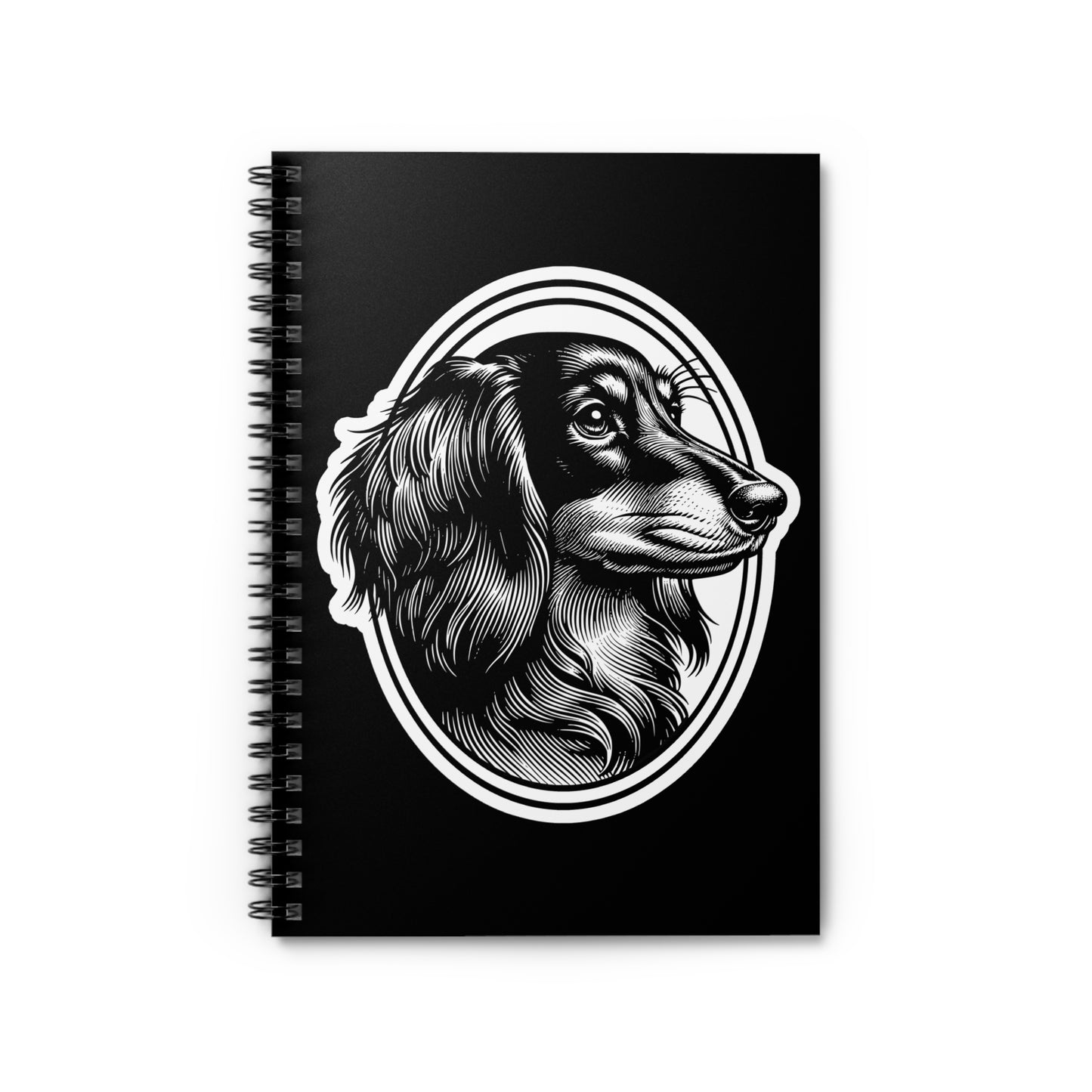 "#6 Classic™" Long-Haired Dachshund Ruled Line Spiral Notebook