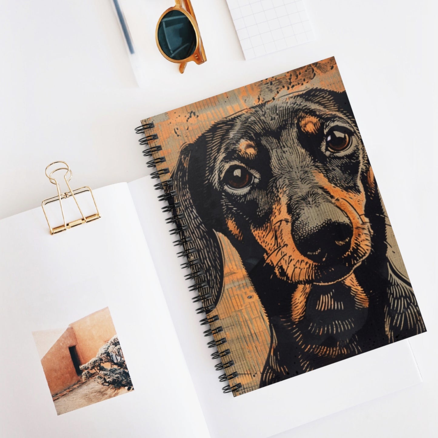 "Soulful" Black & Tan Smooth-Haired Dachshund Ruled Line Spiral Notebook