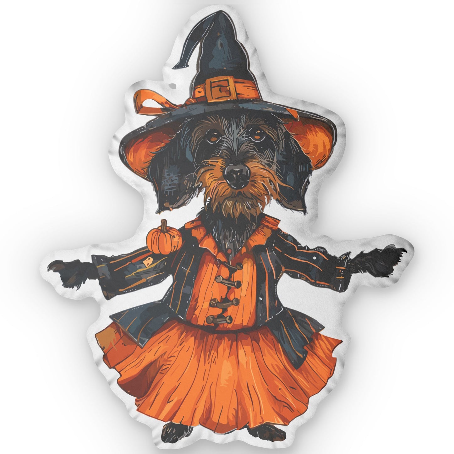 #28 Vintage Halloween Inspired Wire-Haired Dachshund Custom Shaped Pillow