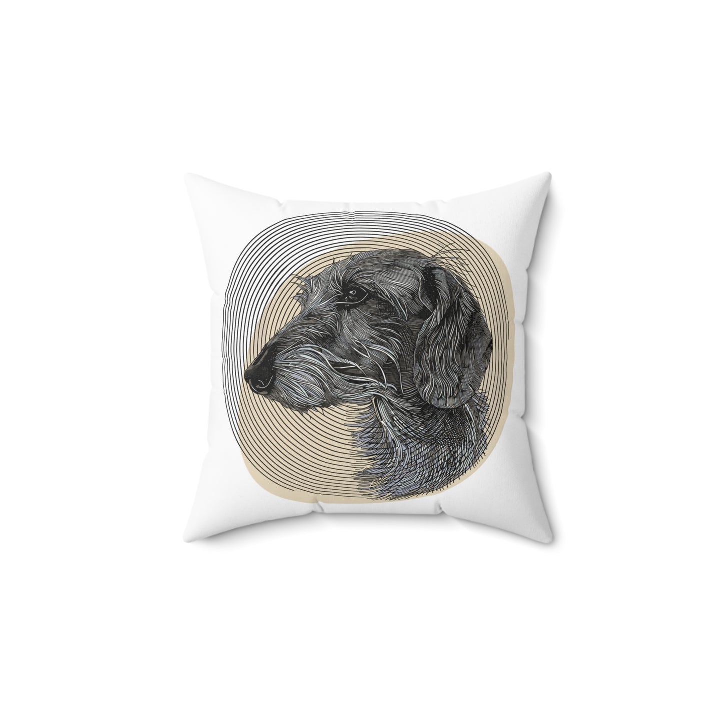 "Wired To Joy" Wire-Haired Dachshund Square Throw Pillow