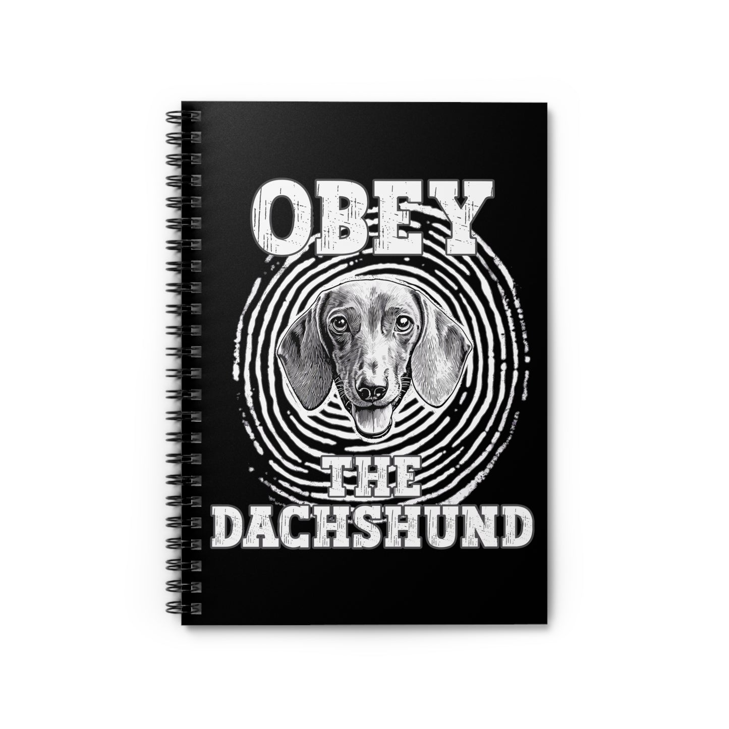 "Obey" Smooth-Haired Dachshund Ruled Line Spiral Notebook
