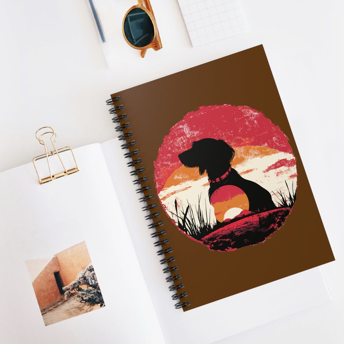 "Wired Sunset" Wire-Haired Dachshund Ruled Line Spiral Notebook