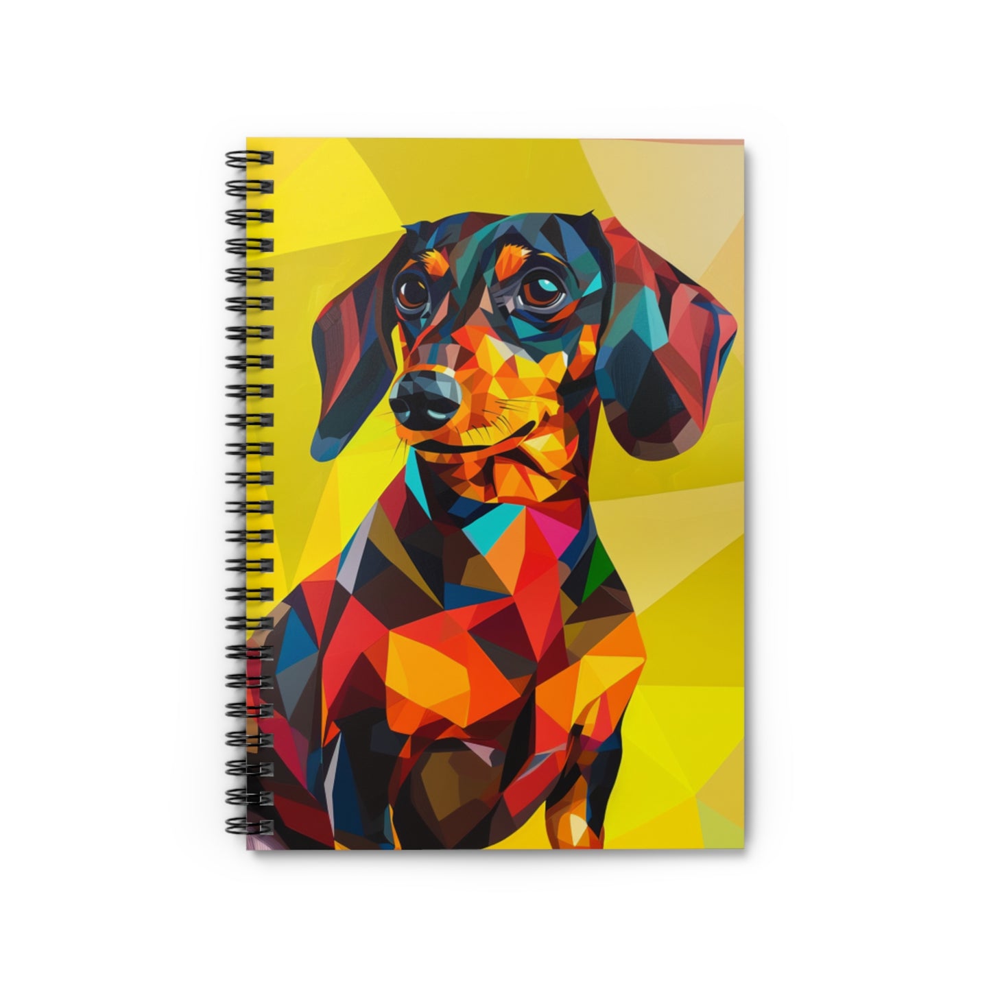 "Symmetrical Sausage" Black & Tan Dachshund Ruled Line Spiral Notebook