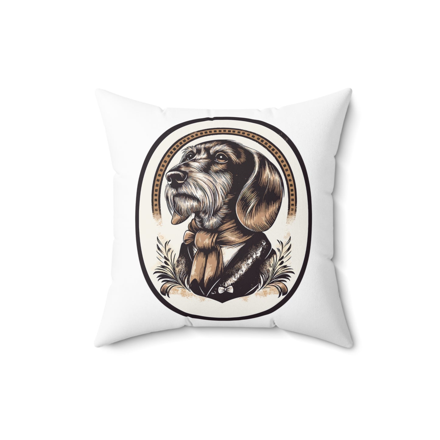 "Distinguished Gentlemen" Wire-Haired Dachshund Square Throw Pillow