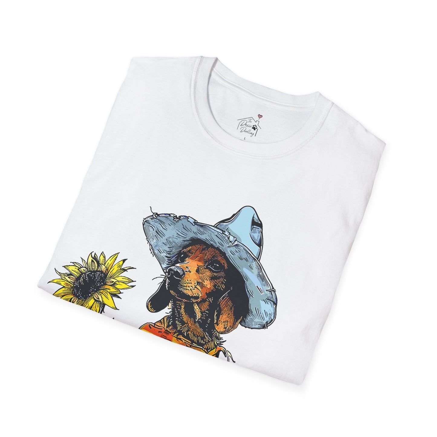 "Sunflowers" Tan Smooth-Haired Dachshund Unisex Softstyle T-Shirt