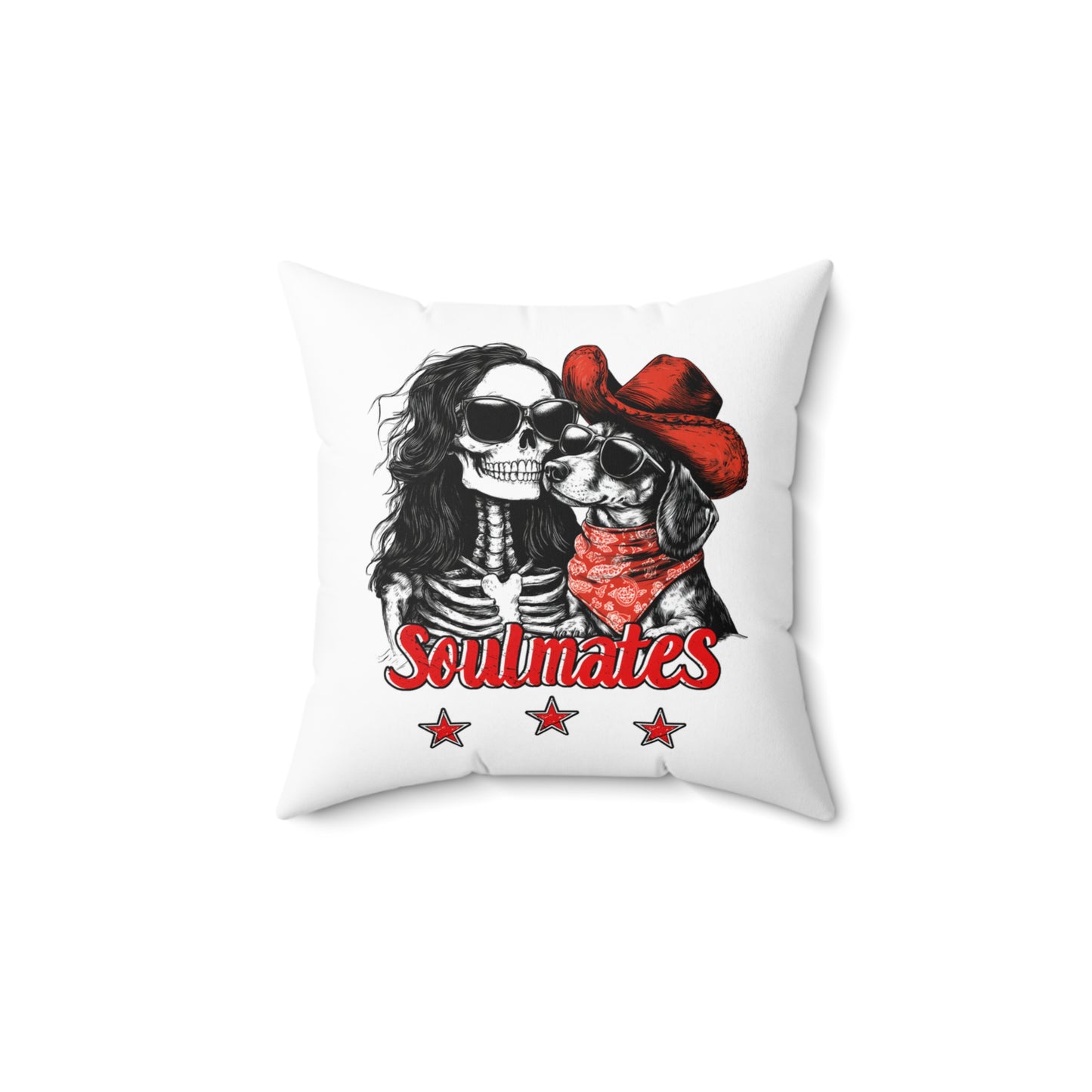 "Smooth Soulmates" Smooth-Haired Dachshund Square Throw Pillow