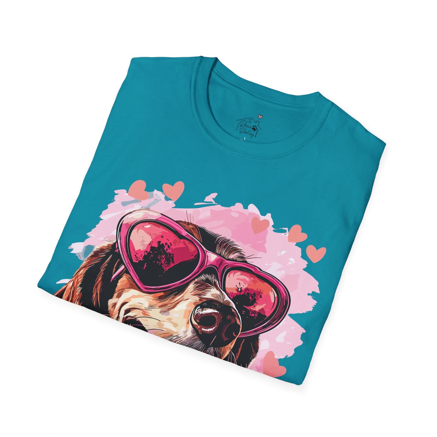 "Tanned Hearts" Tan Smooth-Haired Dachshund Unisex Softstyle T-Shirt