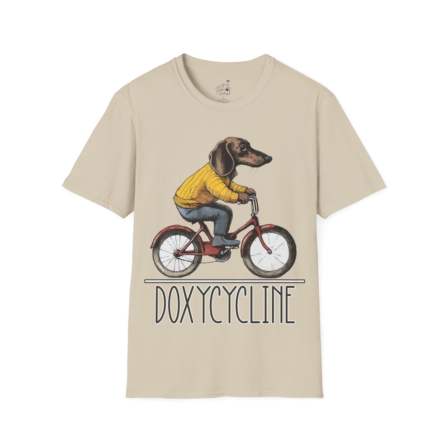 "Doxycycline" Tan Smooth-Haired Dachshund Unisex Softstyle T-Shirt