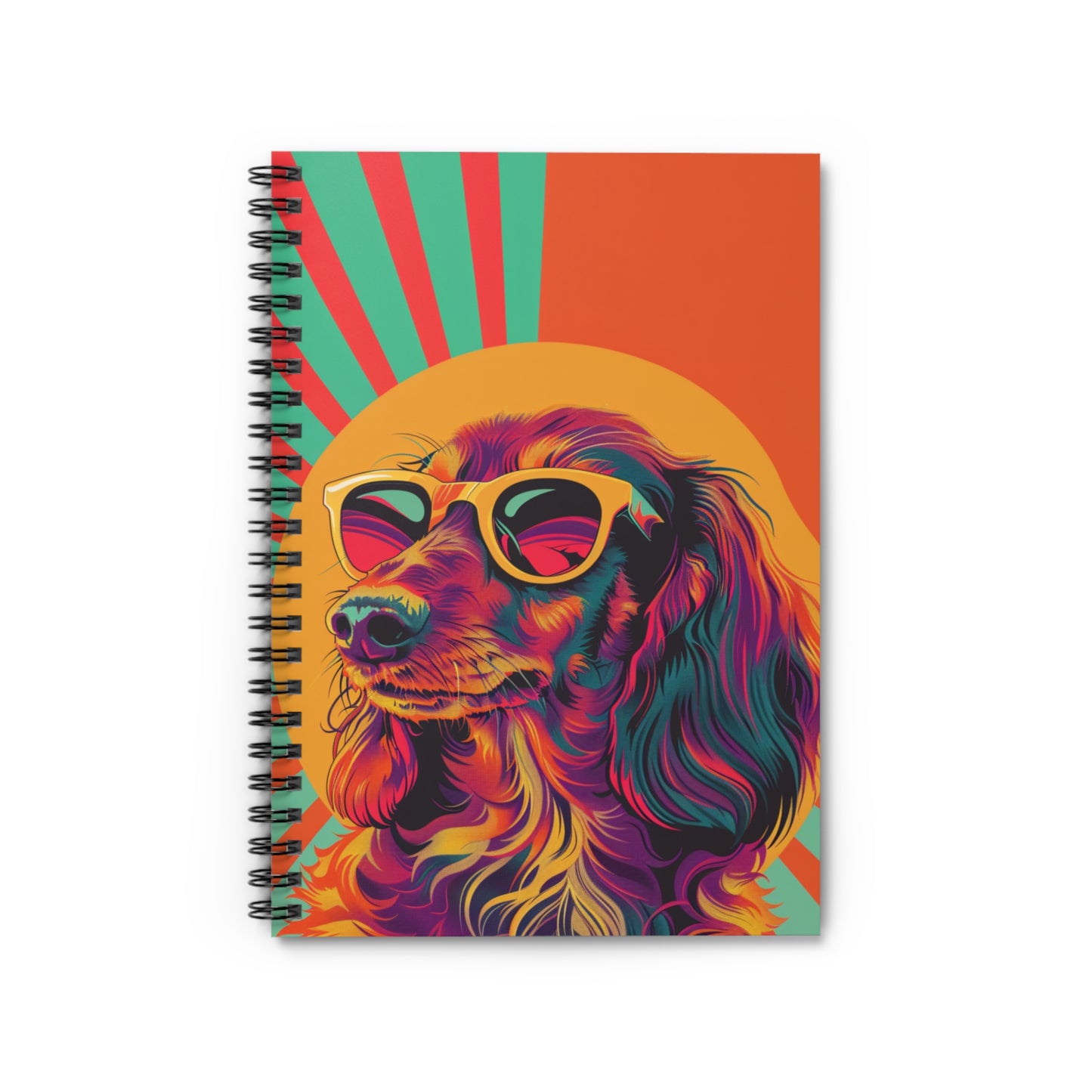 "Neon" Long-Haired Dachshund Ruled Line Spiral Notebook
