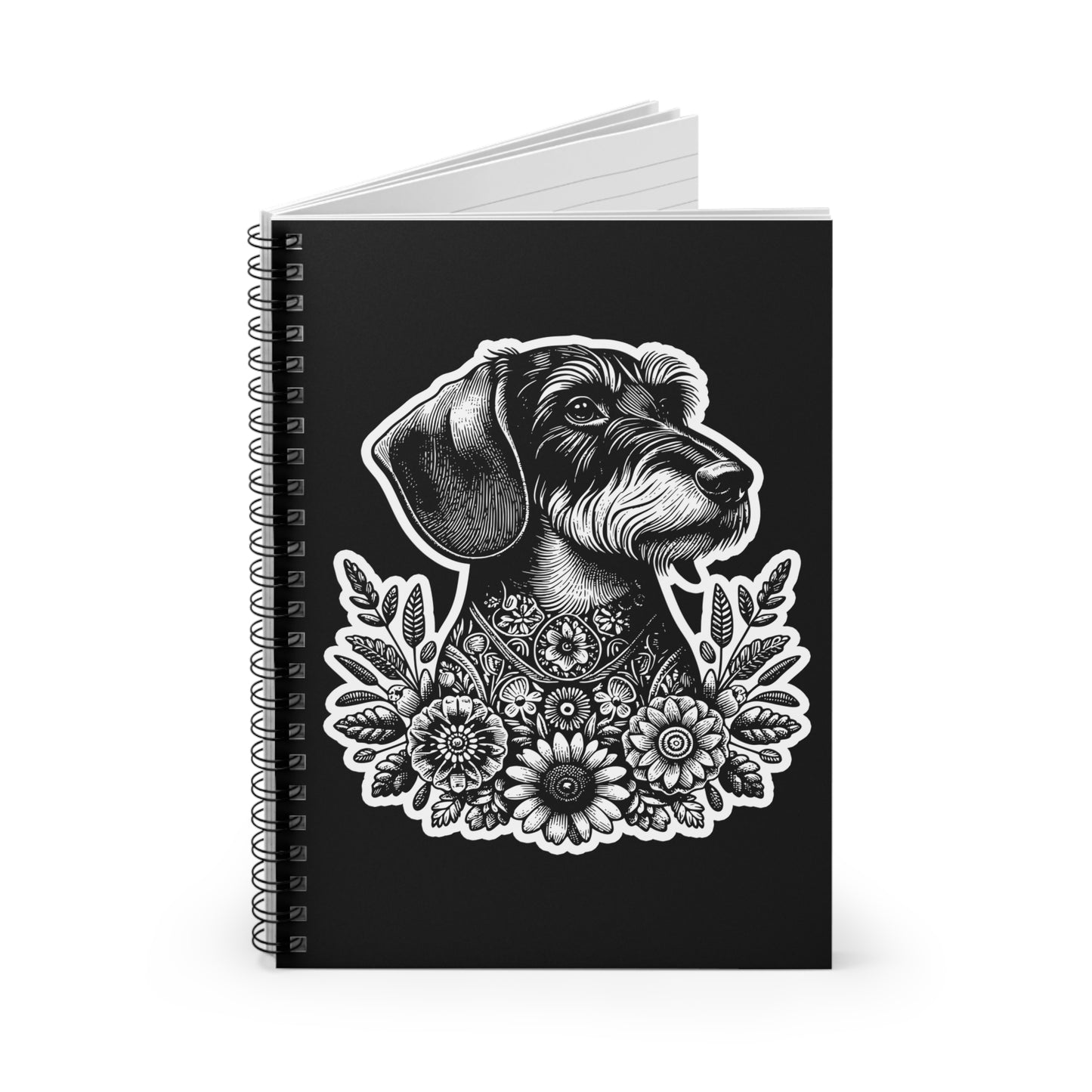 "#8 Floral Print" Wire-Haired Dachshund Ruled Line Spiral Notebook