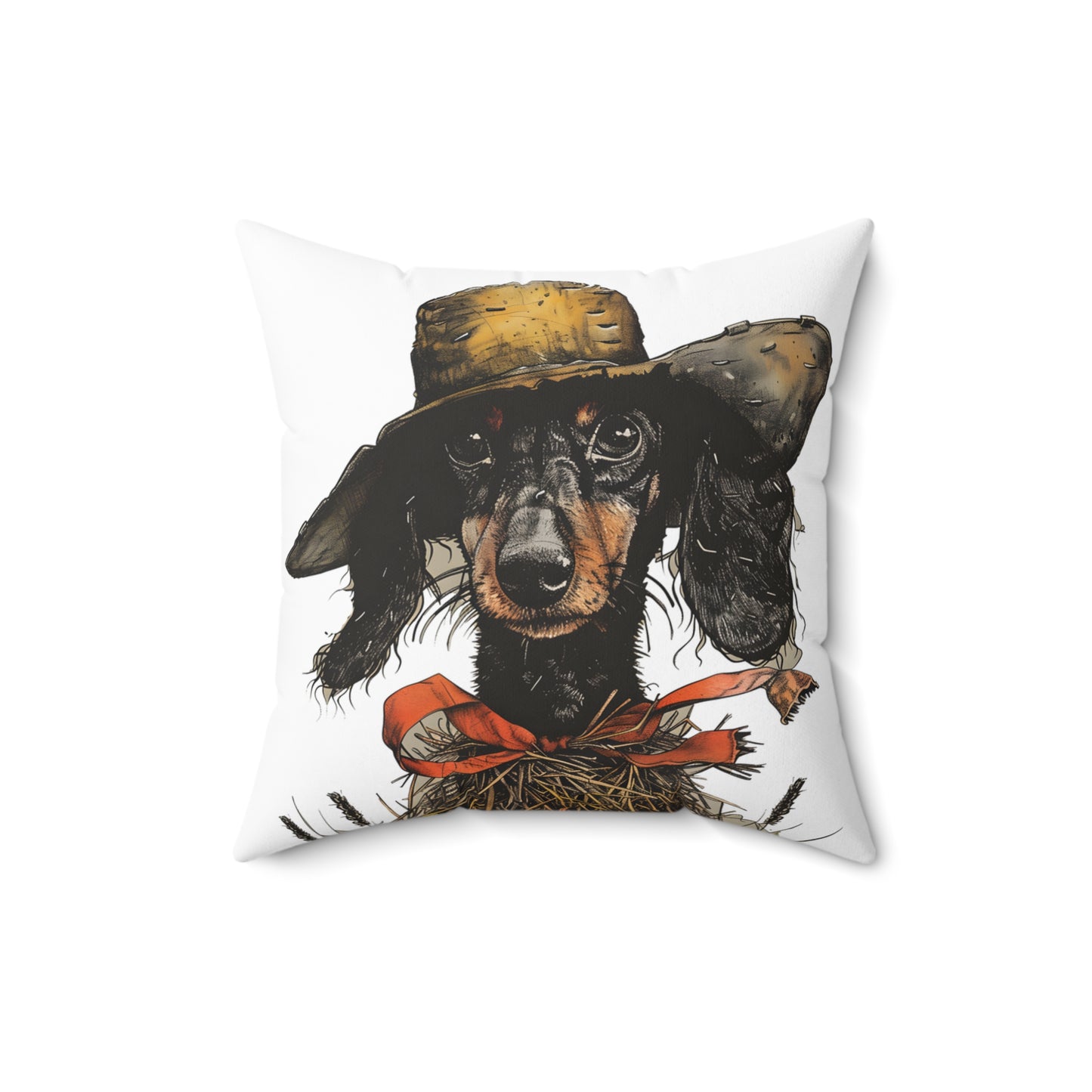 #9 Autumn Inspired Black & Tan Smooth-Haired Dachshund Throw Pillow