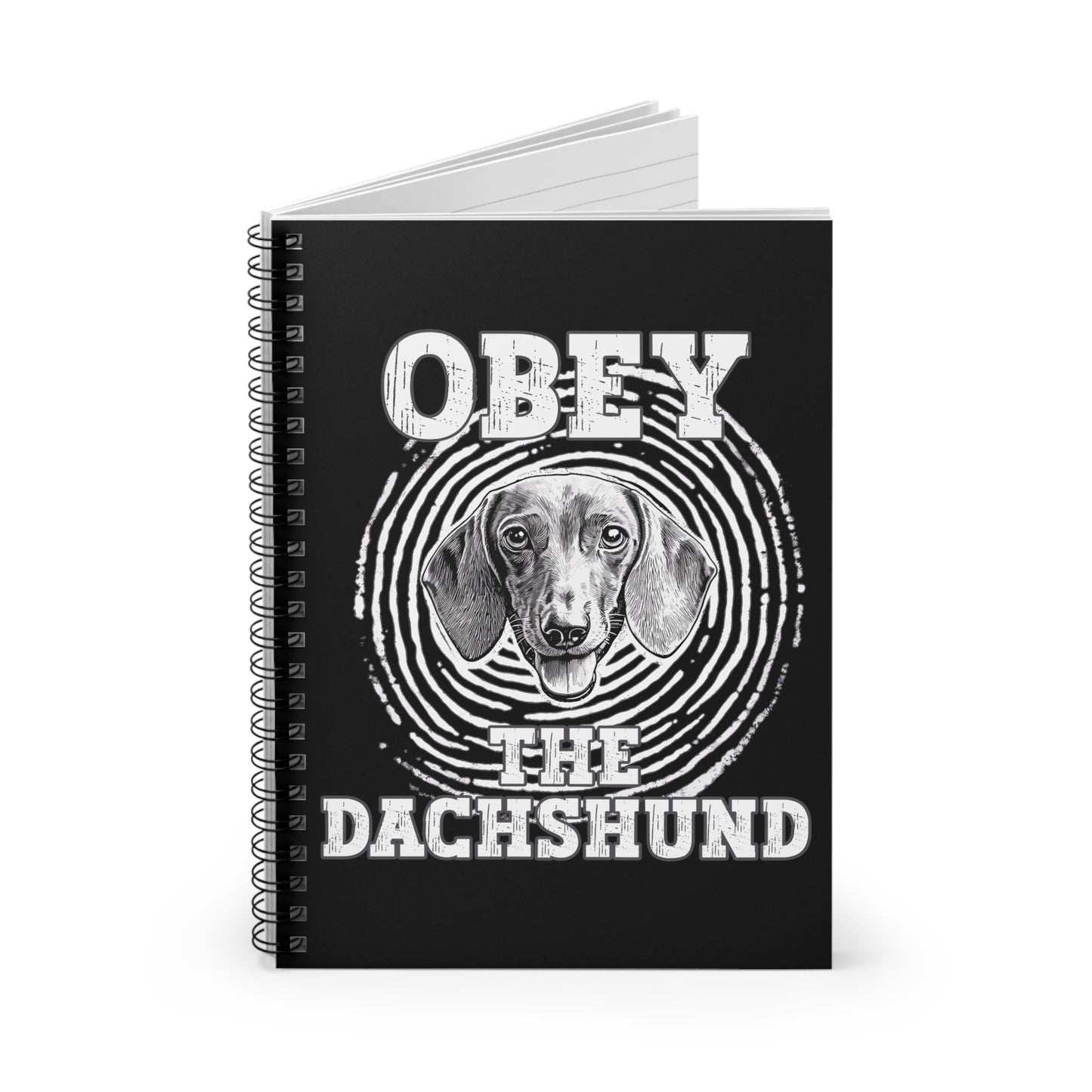 "Obey" Smooth-Haired Dachshund Ruled Line Spiral Notebook