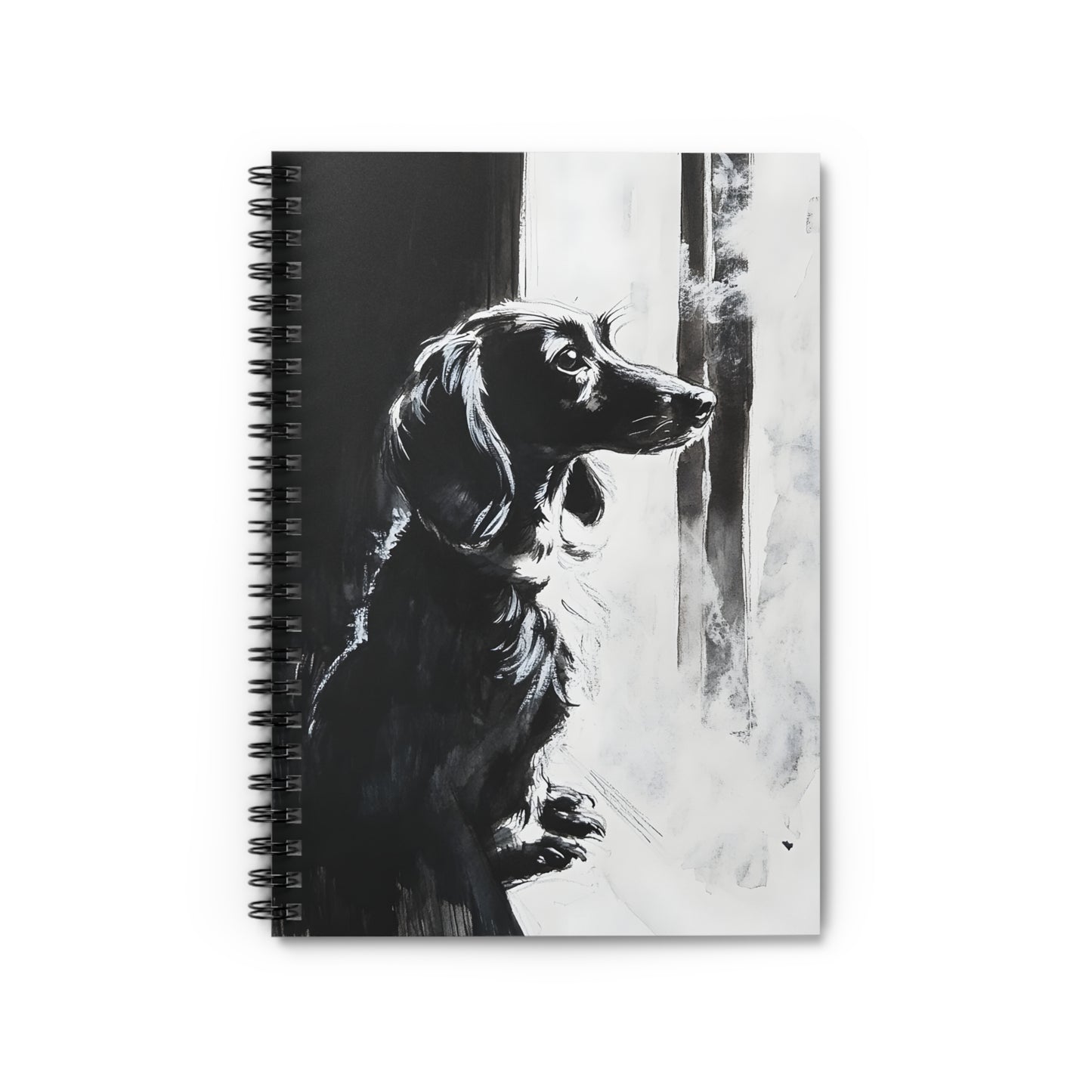 "Window Pane" Long-Haired Dachshund Ruled Line Spiral Notebook