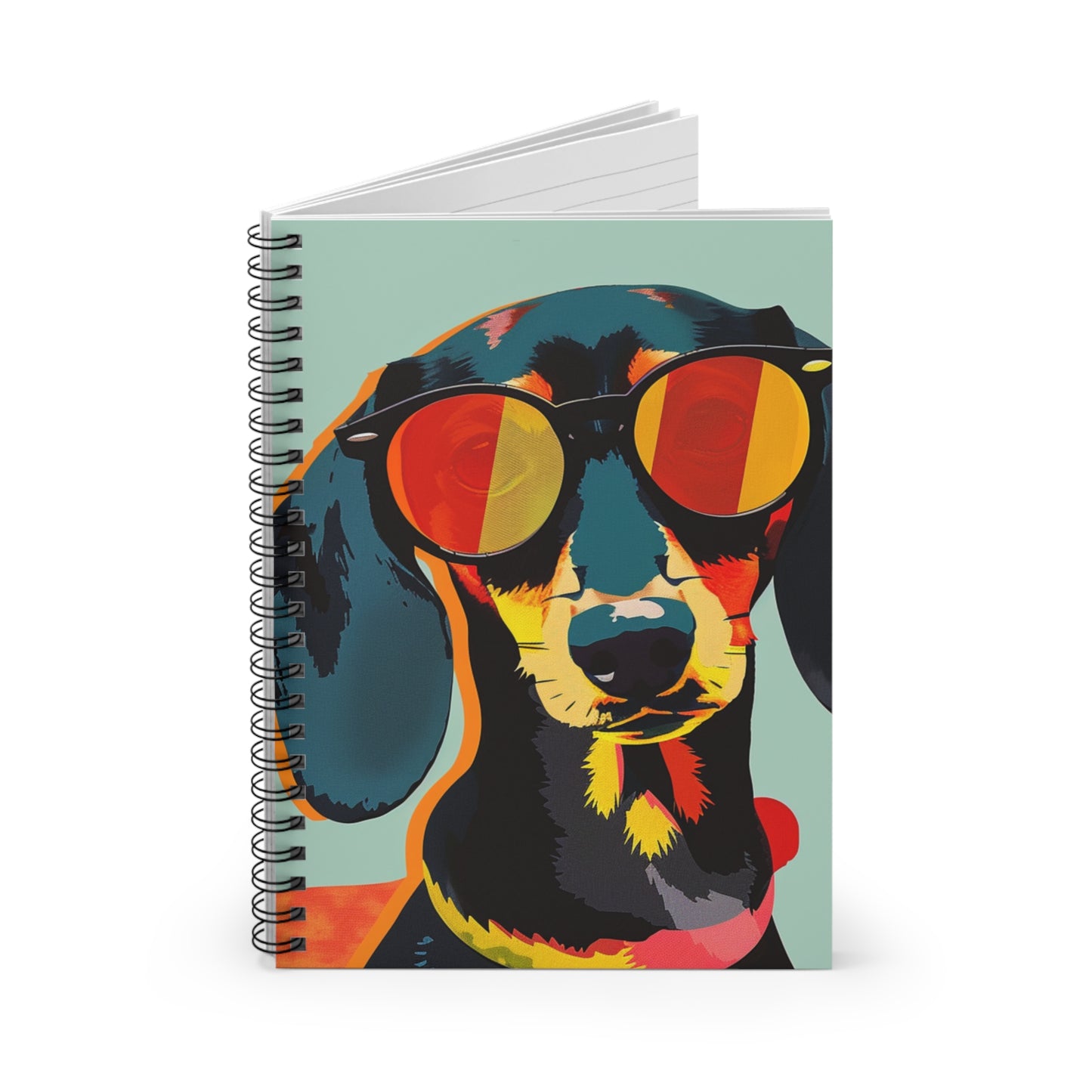 "Reflection" Black & Tan Smooth-Haired Dachshund Ruled Line Spiral Notebook