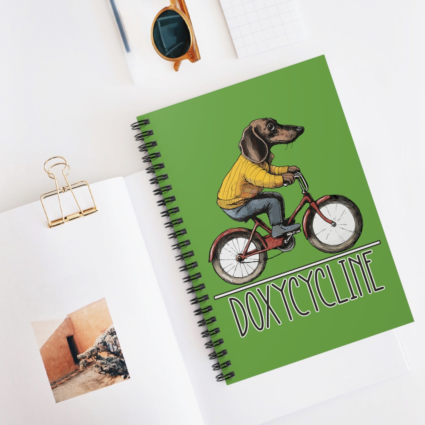 "Doxycycline" Smooth-Haired Dachshund Ruled Line Spiral Notebook