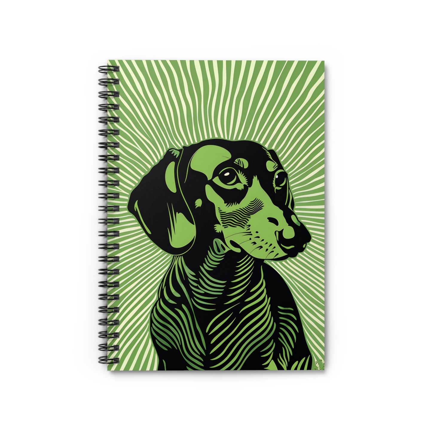 "Lime Burst" Black & Tan Smooth-Haired Dachshund Ruled Line Spiral Notebook