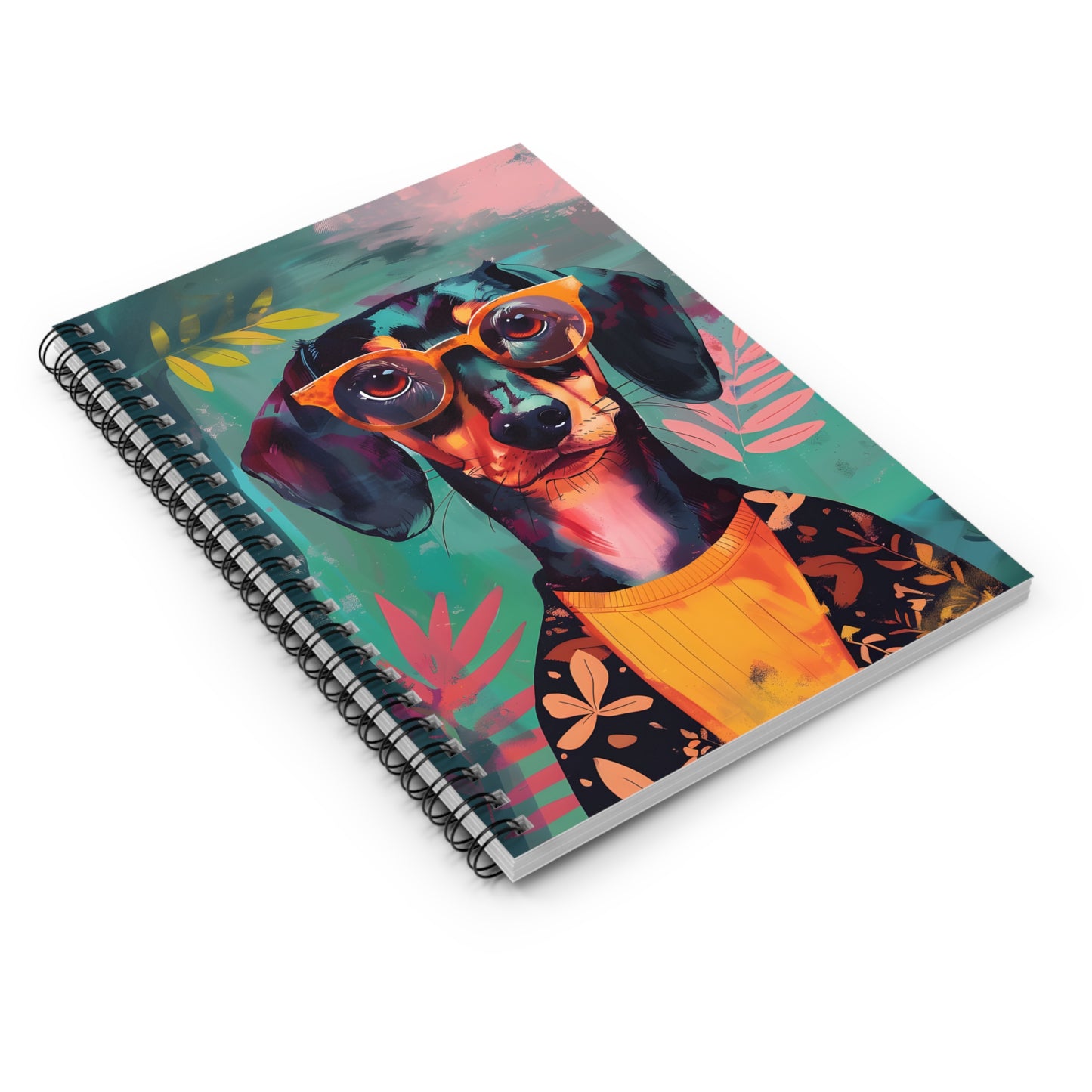 "Too Cool" Black & Tan Smooth-Haired Dachshund Ruled Line Spiral Notebook