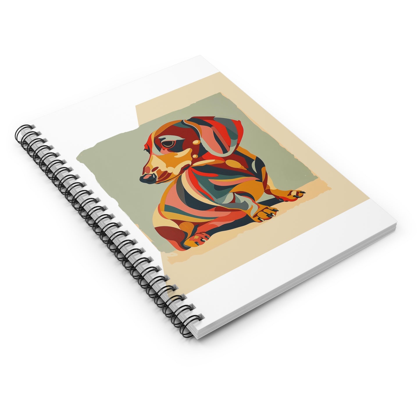 "Facet Hound" Tan Smooth-Haired Dachshund Ruled Line Spiral Notebook