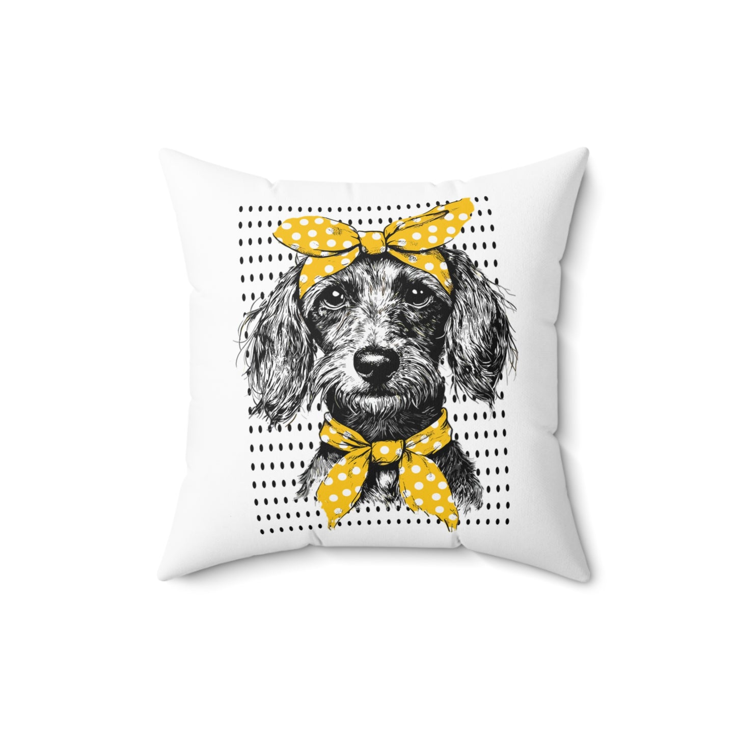 "Bikini" Wire-Haired Dachshund Square Throw Pillow