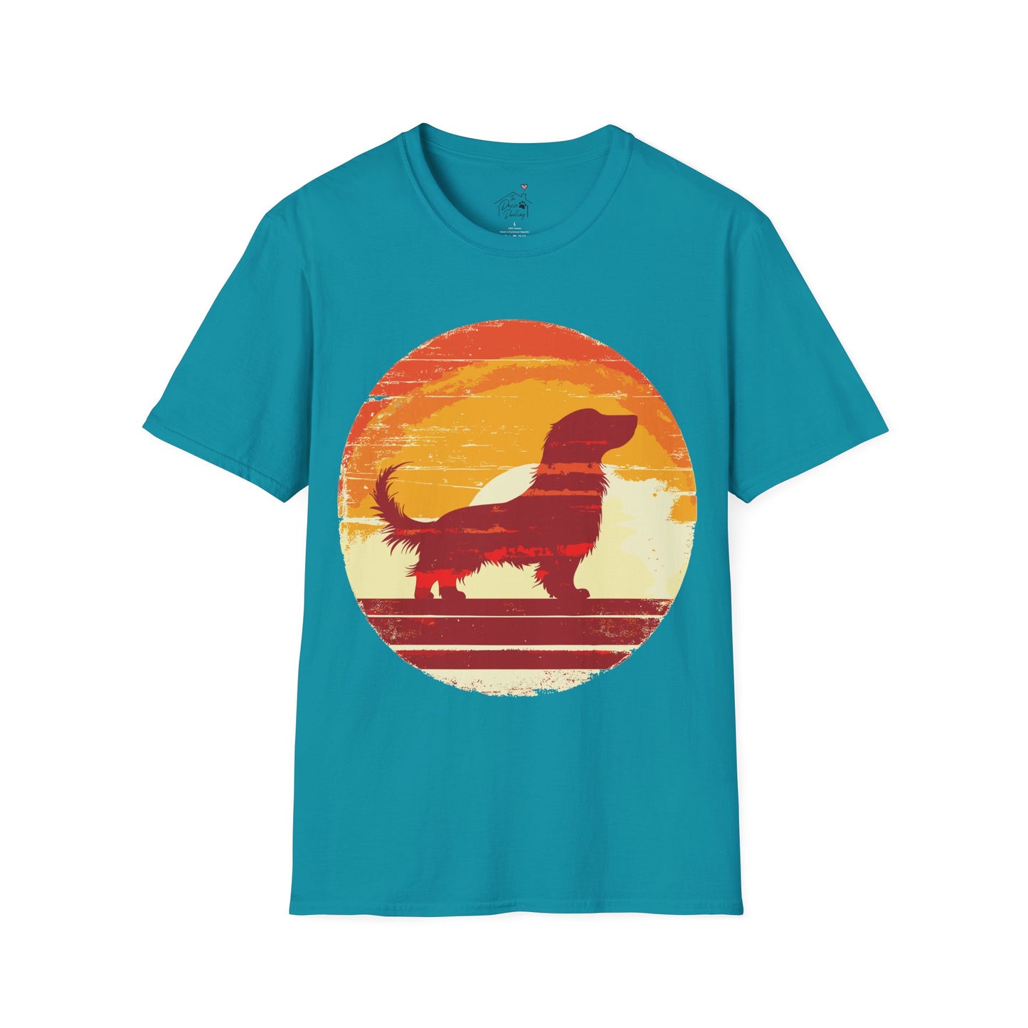 "Long Sunset" Long-Haired Dachshund Unisex Softstyle T-Shirt